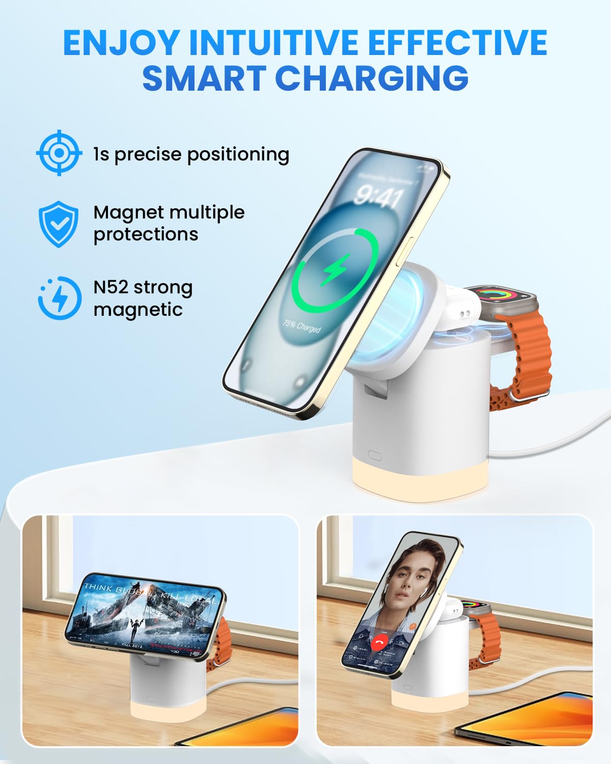 Foto 4 pulgar | Estación de Carga Inalámbrica Joygeek 3 en 1 para iPhone - Venta Internacional