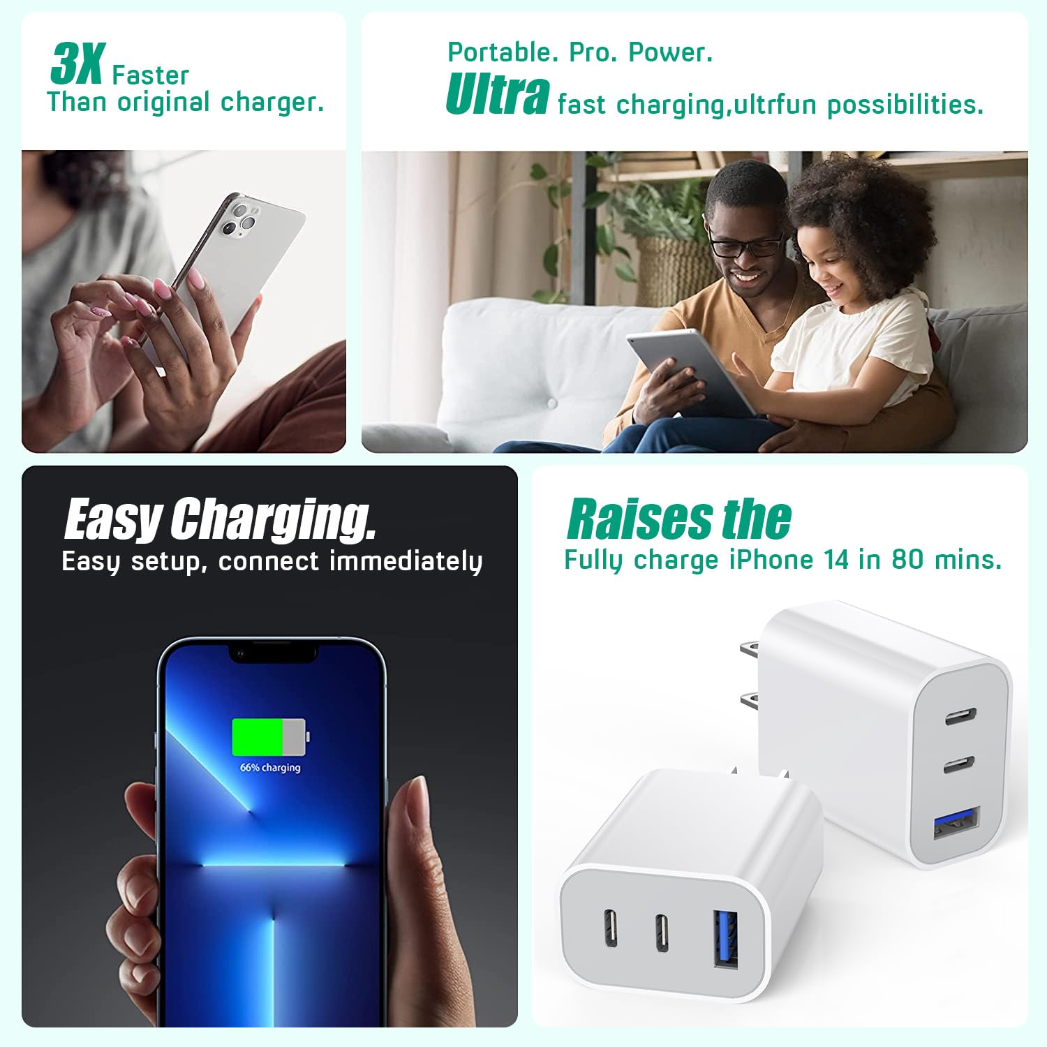 Foto 7 pulgar | [cargador] Cargador Rápido Usb C Articona De 35 W Y 3 Puertos Para Iphone 16 - Venta Internacional.