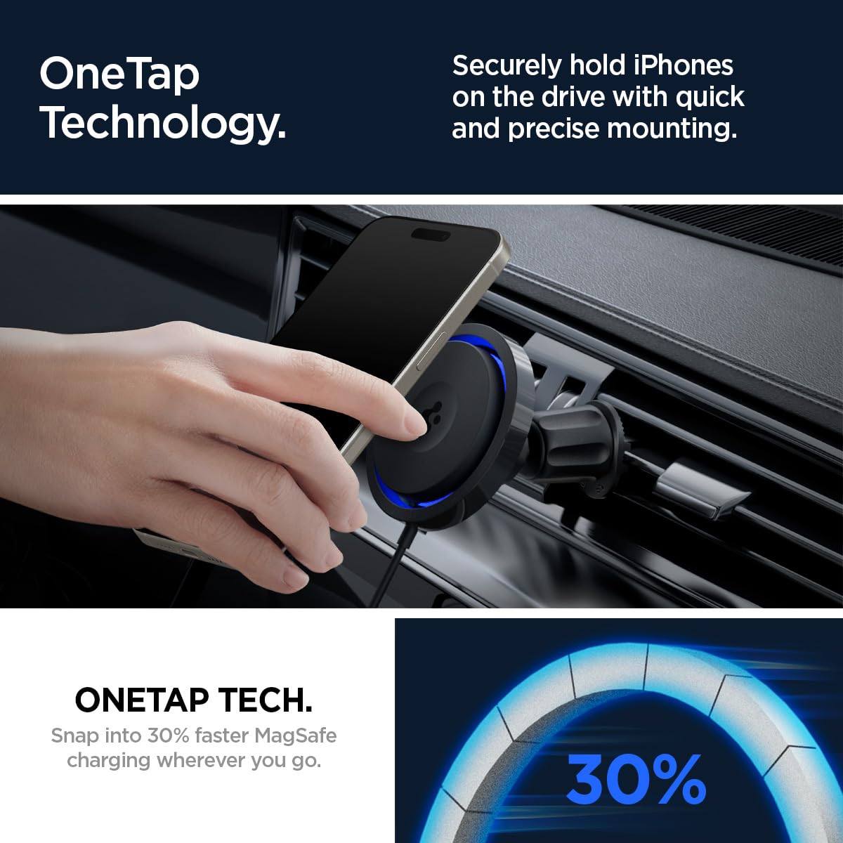 Foto 7 pulgar | Cargador Inalámbrico Para Coche Spigen Onetap Pro 3 Cryomax - Venta Internacional.