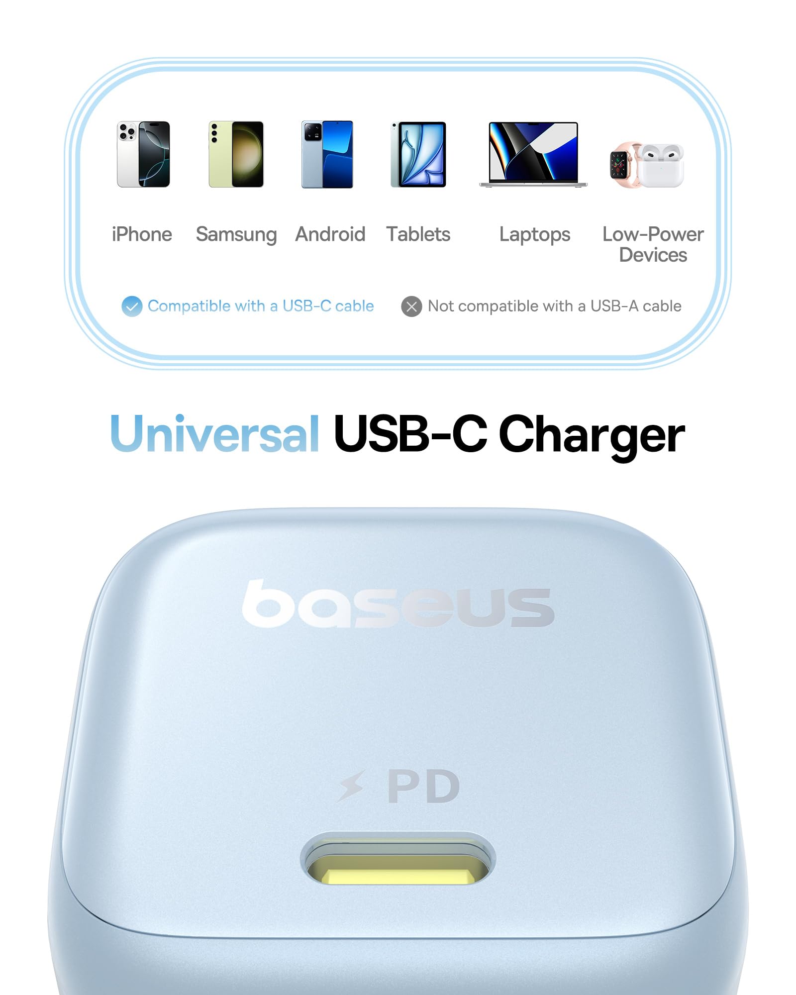 Foto 5 | Cargador Baseus Picogo C1 45w Usb C De Carga Rápida Para Iphone Galaxy - Venta Internacional.