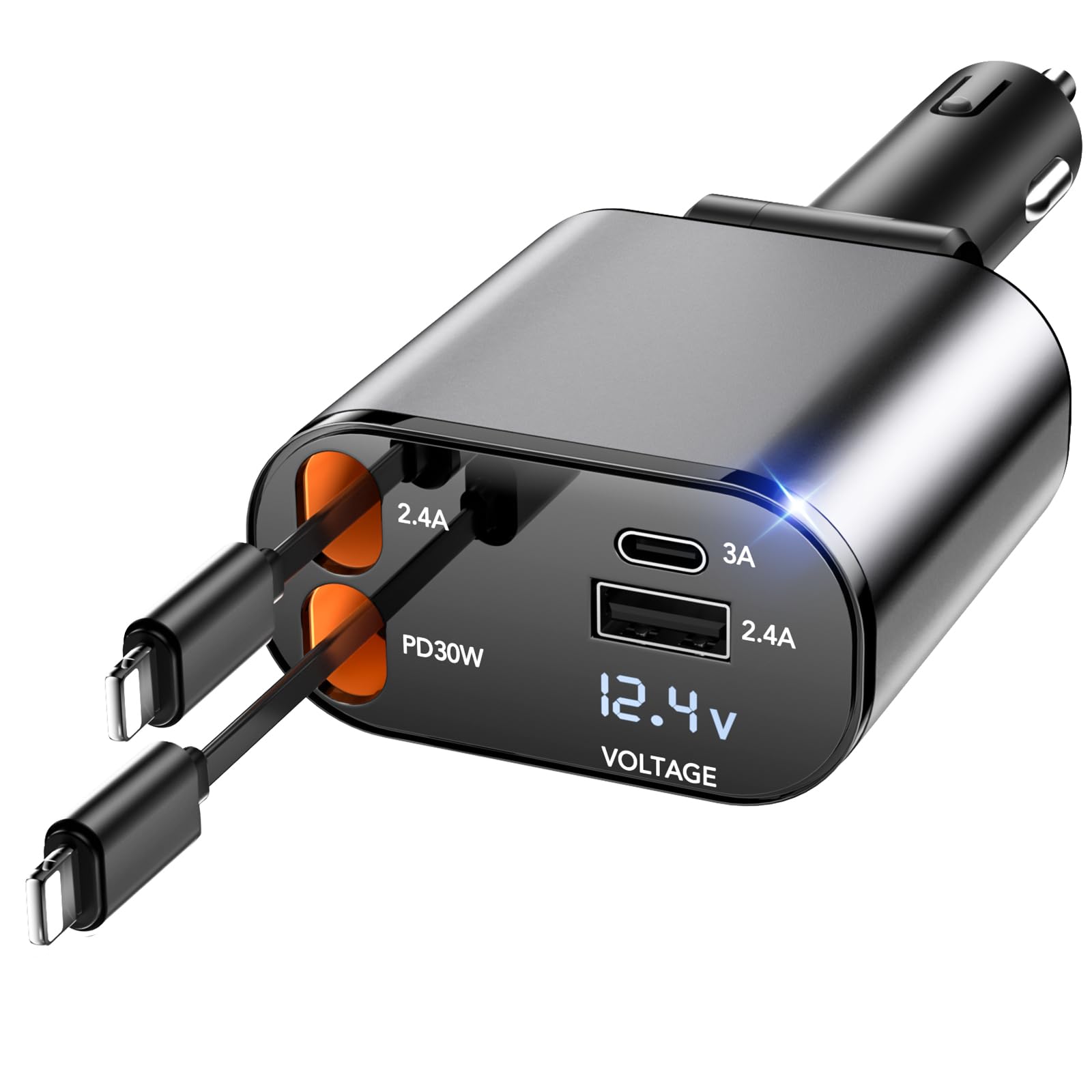 Foto 6 pulgar | Cargador De Coche Retráctil Kartice 4 En 1 Usb C De 60 W Con 2 Puertos Usb - Venta Internacional.