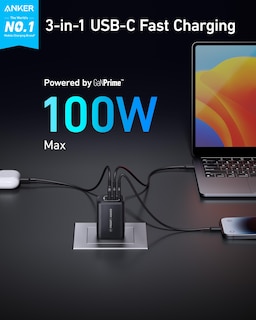 Foto 2 | Cargador Anker Prime Usb C Gan Wall De 100 W Con 3 Puertos Para Dispositivos - Venta Internacional.