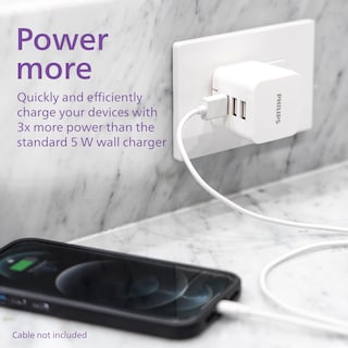 Foto 6 | Cargador De Pared Usb Philips Dlp2408/37 De 17 W Y 3 Puertos Para Iphone - Venta Internacional.