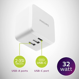 Foto 3 | Cargador De Pared Usb Philips Dlp1032q/37 32w Para Iphone Ipad - Venta Internacional.