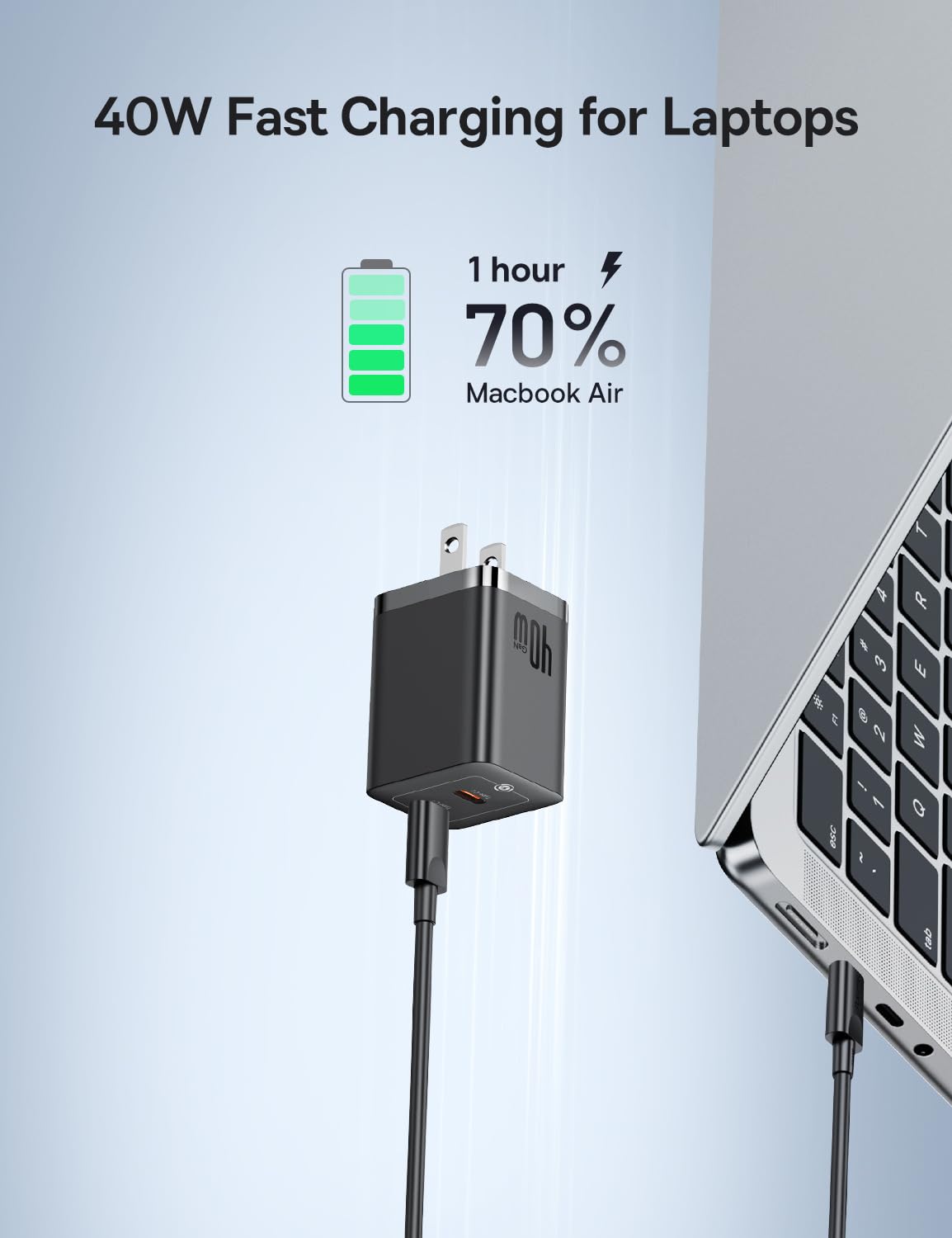 Foto 3 pulgar | Cargador Usb C Baseus Cargador De Pared Dual Usb C De 40 W Negro - Venta Internacional.