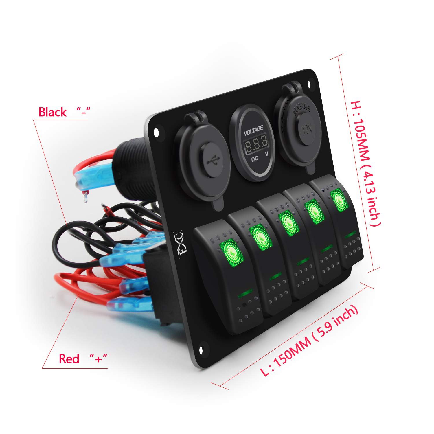 Foto 4 | Panel De Conmutación Fxc Impermeable De 5 Bandas Con Usb Qc3.0 Y Tipo C - Venta Internacional.