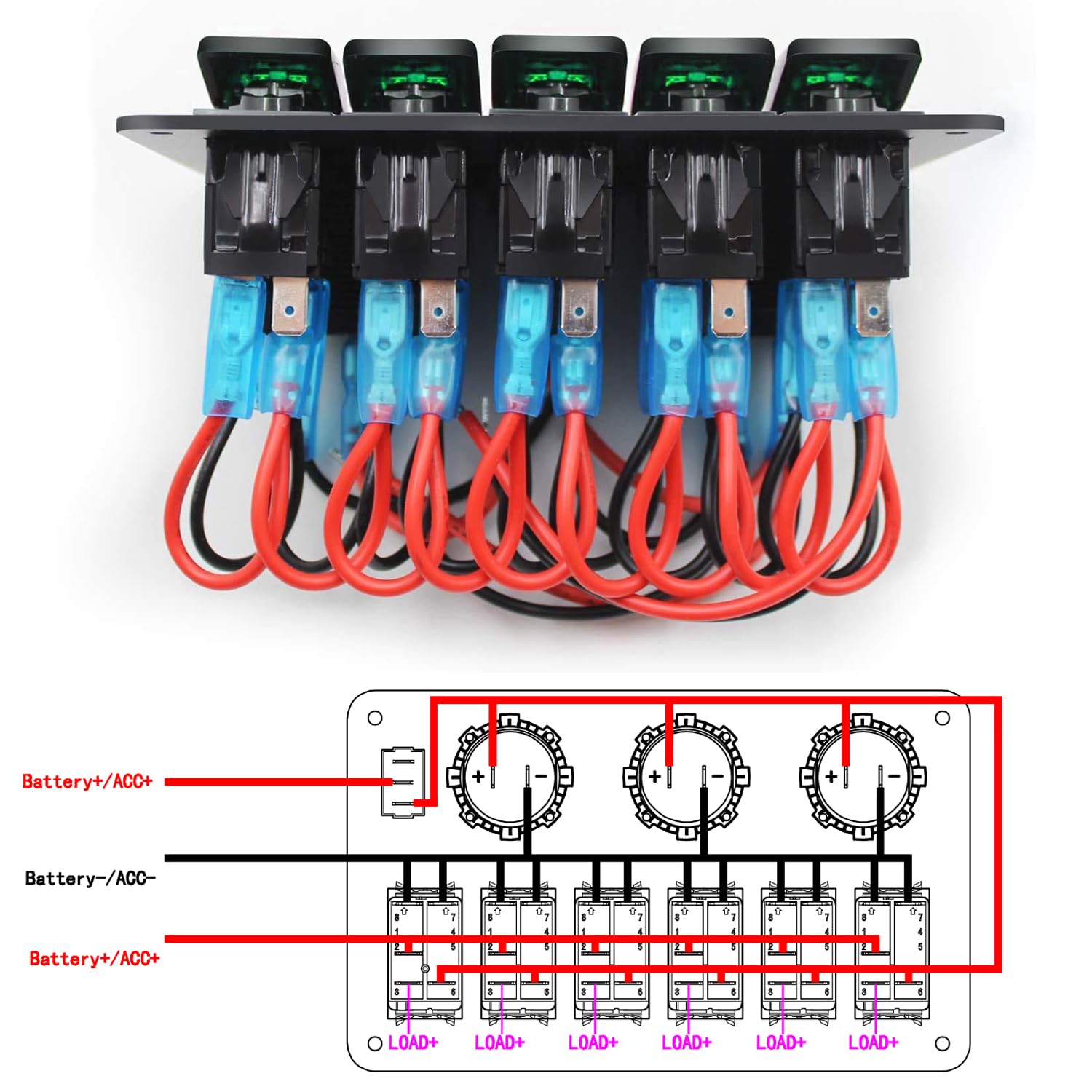 Foto 6 pulgar | Panel De Conmutación Fxc Impermeable De 5 Bandas Con Usb Qc3.0 Y Tipo C - Venta Internacional.