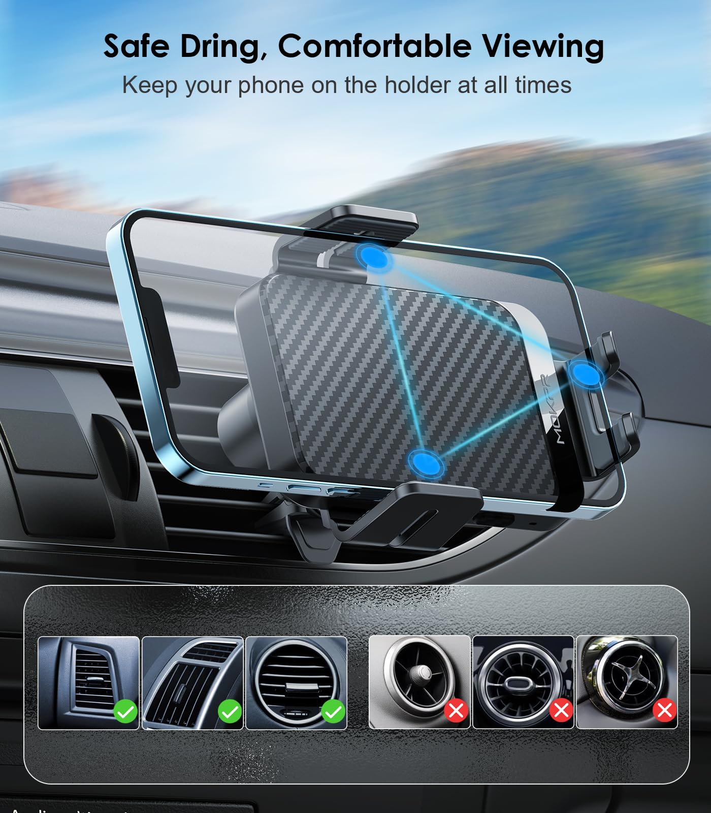 Foto 5 | Cargador De Coche Inalámbrico Mokpr De 15 W Con Soporte De Ventilación De Carga Rápida - Venta Internacional.