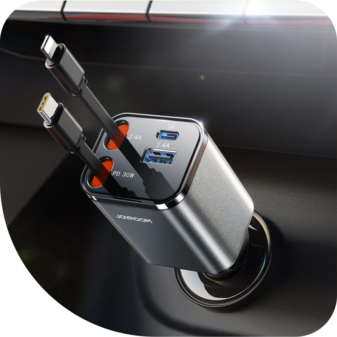 Foto 2 pulgar | [cargador De Coche] Cargador De Coche Retráctil Joyroom 69 W Usb C Gris - Venta Internacional.