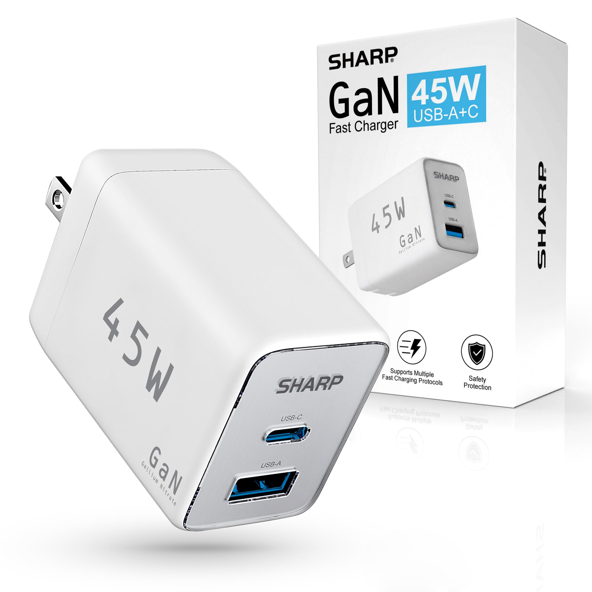 Foto 2 pulgar | Cargador Usb C Sharp G451a1cu-wht De 45 W Con 2 Puertos Para Iphone Galaxy - Venta Internacional.