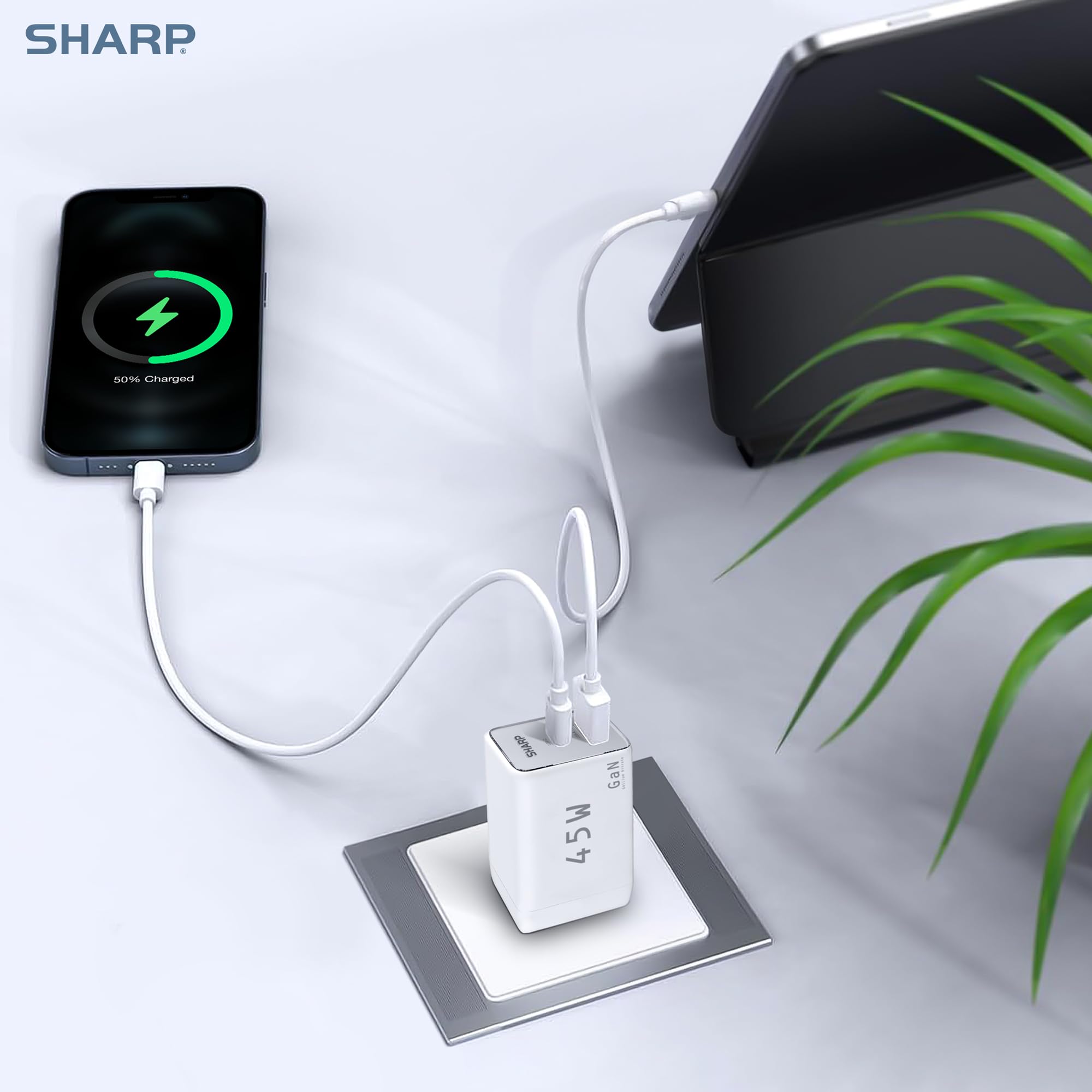 Foto 8 pulgar | Cargador Usb C Sharp G451a1cu-wht De 45 W Con 2 Puertos Para Iphone Galaxy - Venta Internacional.