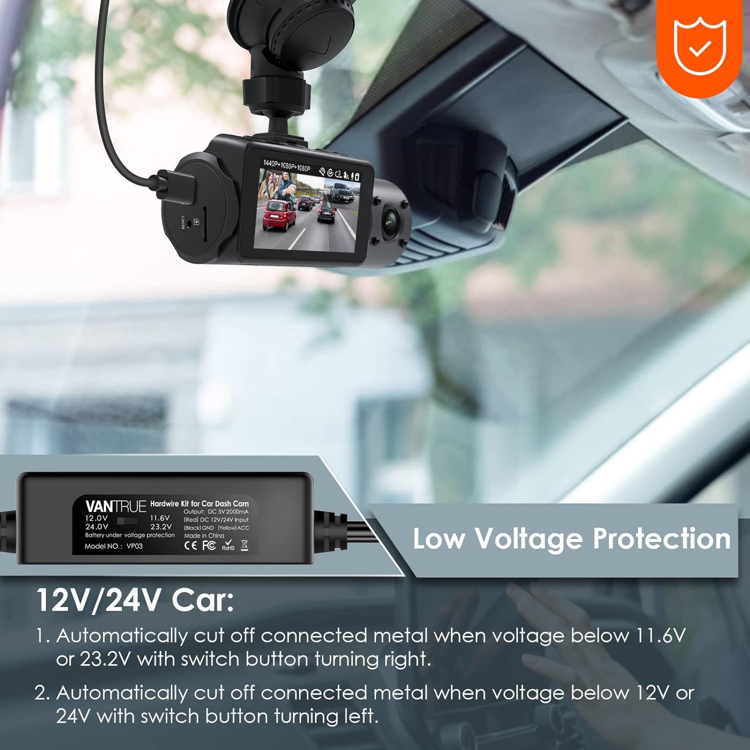 Foto 4 pulgar | Kit De Cableado Para Cámara De Salpicadero Vantrue Tipo C Usb De 12 V/24 V A 5 V - Venta Internacional.
