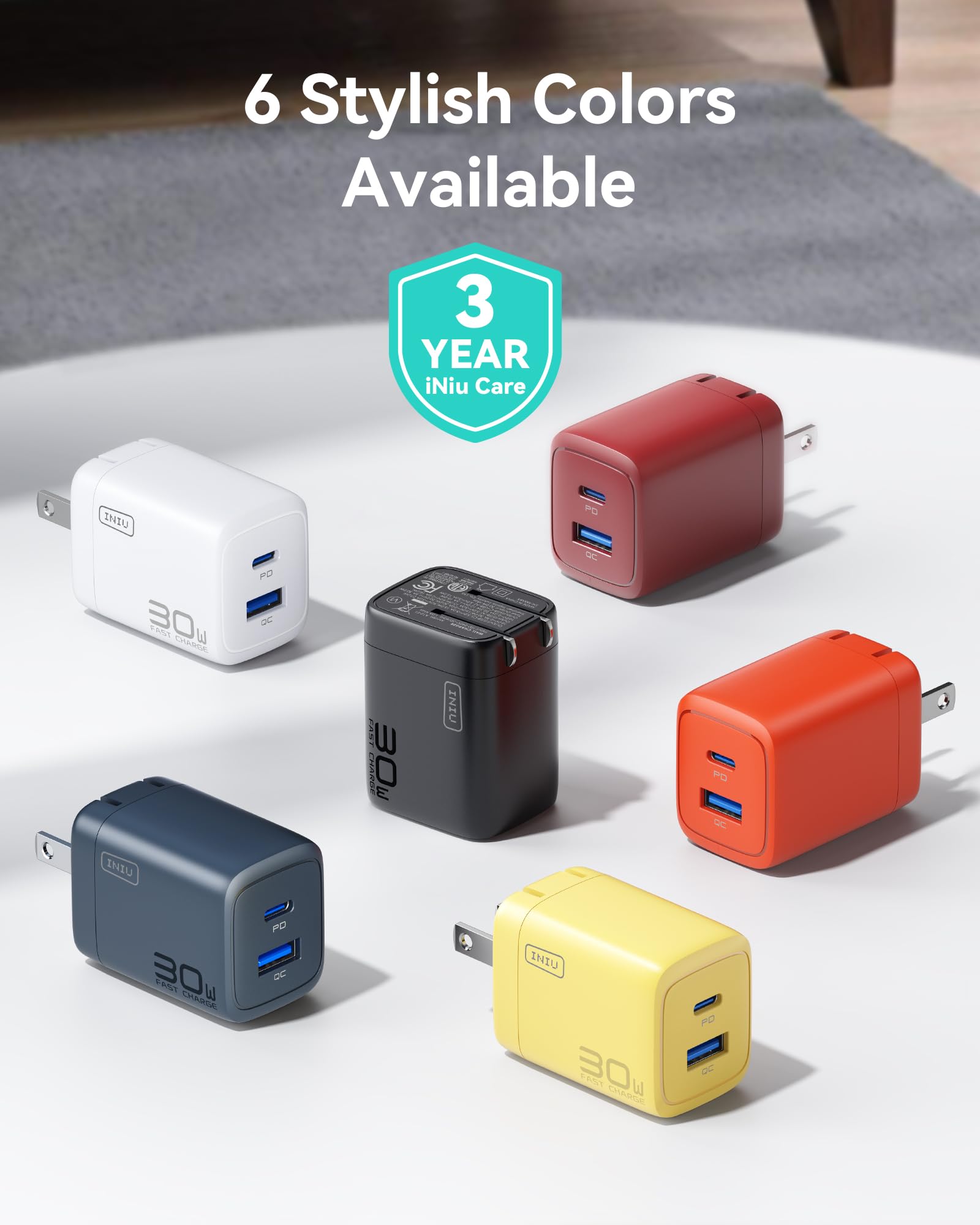 Foto 8 pulgar | Cargador Iniu Usb C 30 W Pd Qc 3.0 De Doble Puerto, Paquete De 2 Con Cable - Venta Internacional.