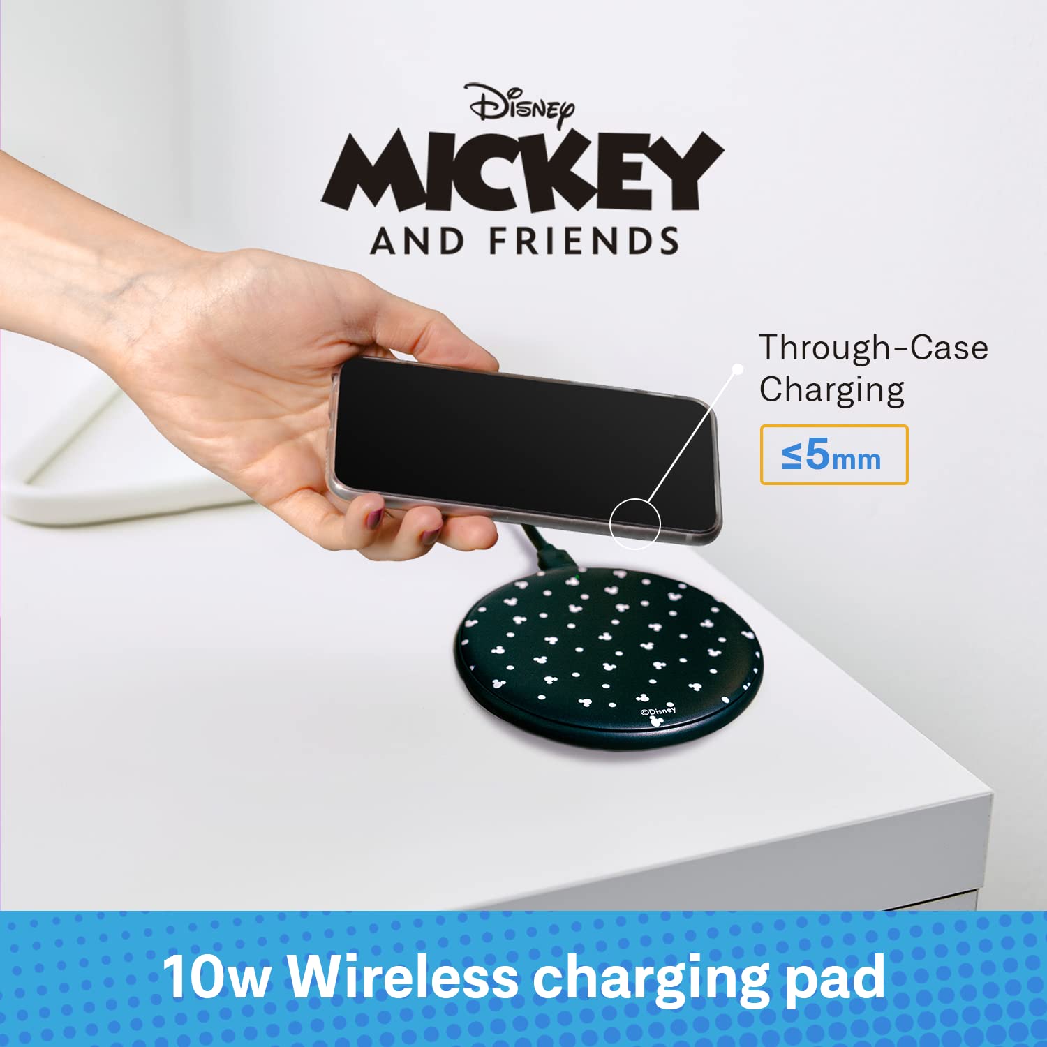 Foto 5 pulgar | Base De Carga Inalámbrica Disney Mickey Mouse Para Todos Los Dispositivos Qi - Venta Internacional.