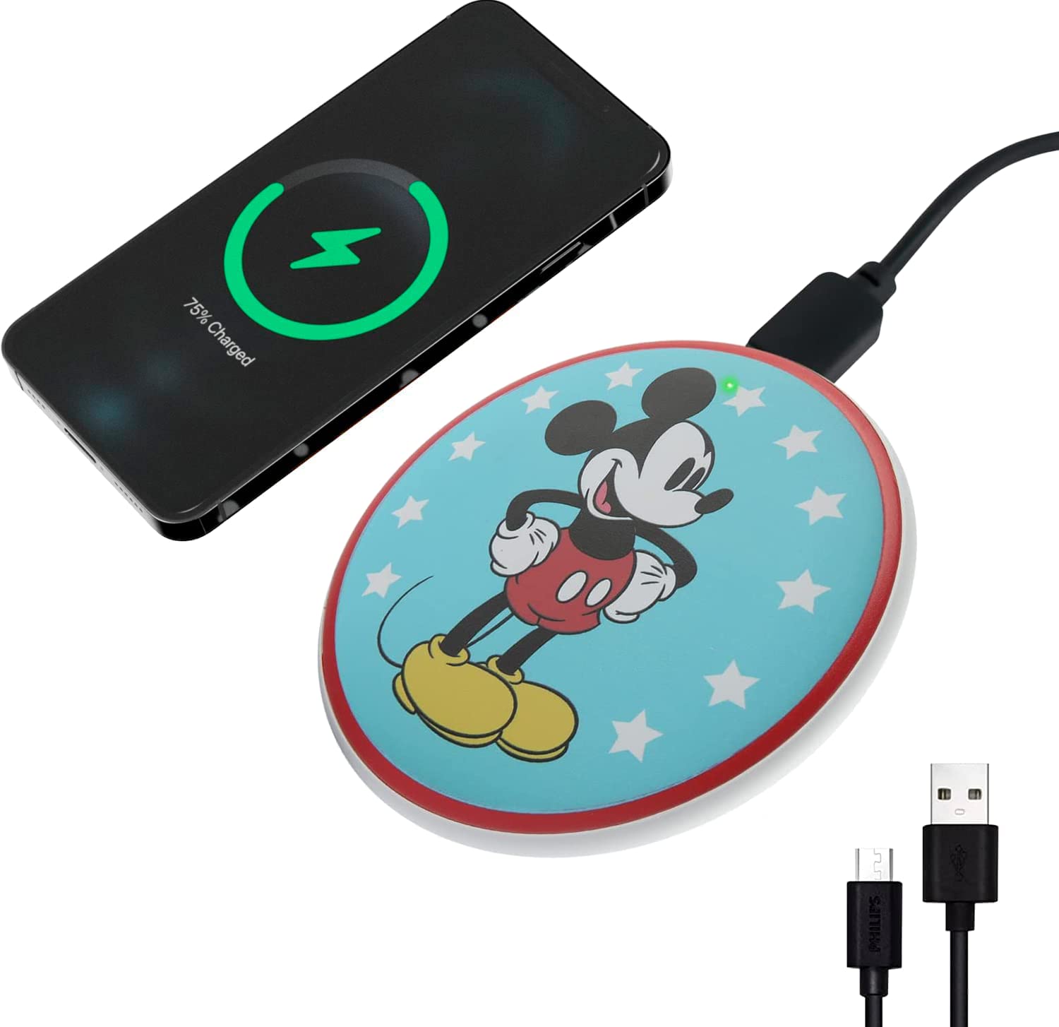Foto 2 pulgar | Base De Carga Inalámbrica Disney Mickey Mouse Para Todos Los Dispositivos Qi - Venta Internacional.