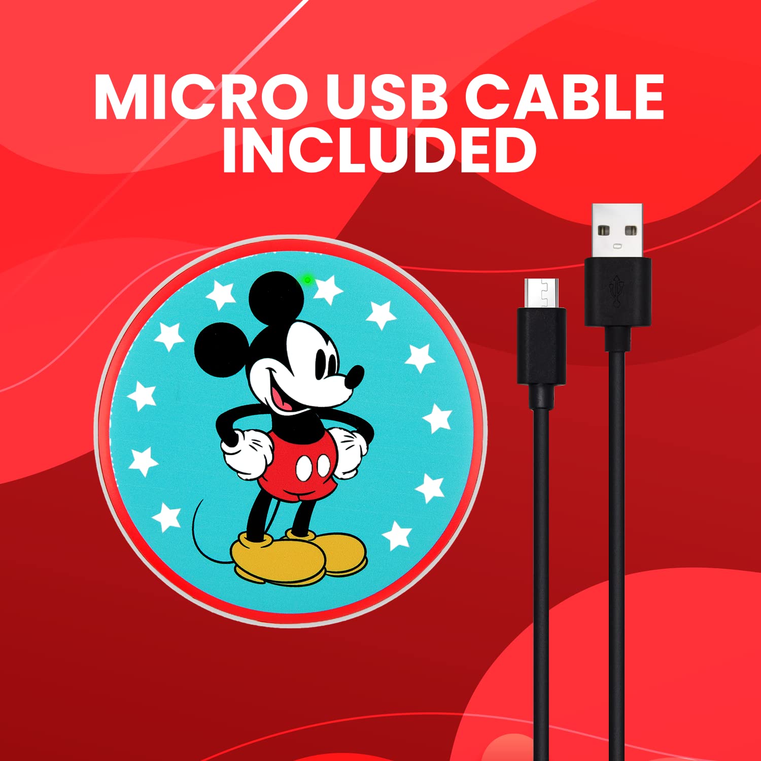 Foto 4 pulgar | Base De Carga Inalámbrica Disney Mickey Mouse Para Todos Los Dispositivos Qi - Venta Internacional.
