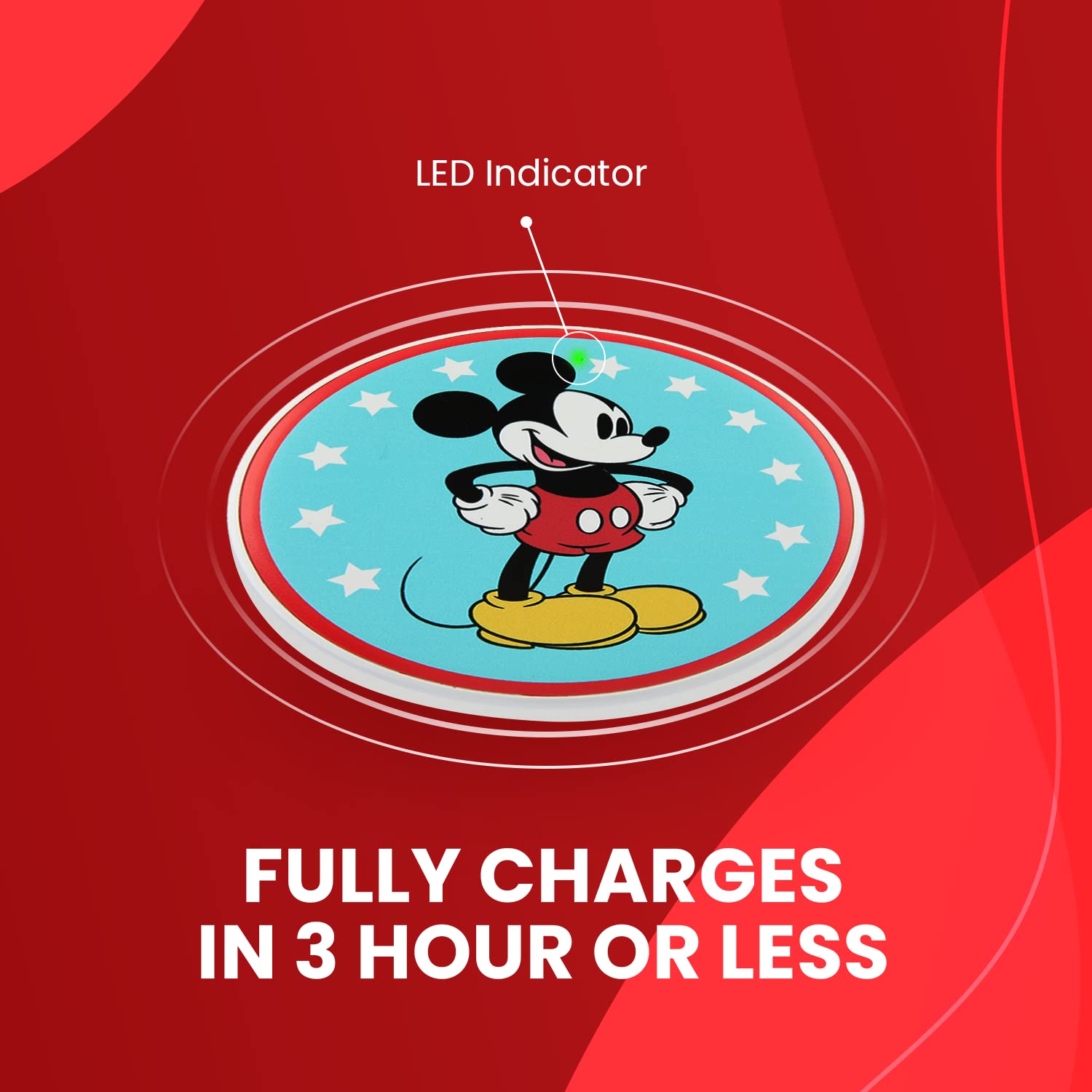 Foto 4 | Base De Carga Inalámbrica Disney Mickey Mouse Para Todos Los Dispositivos Qi - Venta Internacional.