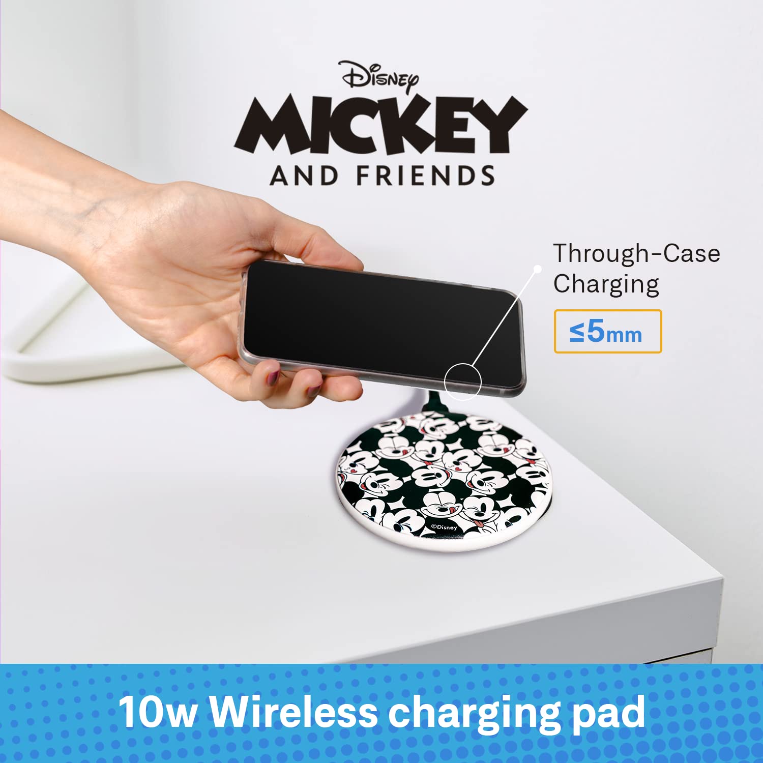 Foto 4 pulgar | Base De Carga Inalámbrica Disney Mickey Mouse Para Todos Los Dispositivos Qi - Venta Internacional.
