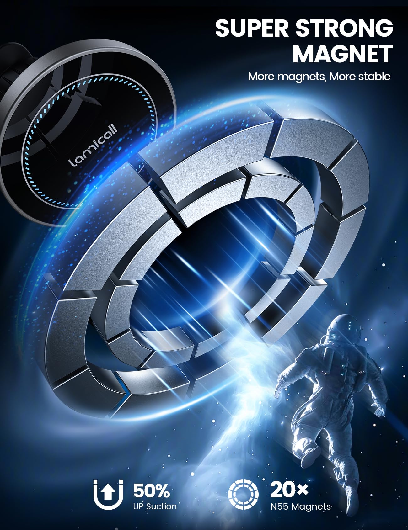 Foto 4 pulgar | Cargador De Coche Lamicall 2025 Ultra Magnet 15w Para Iphone - Venta Internacional.