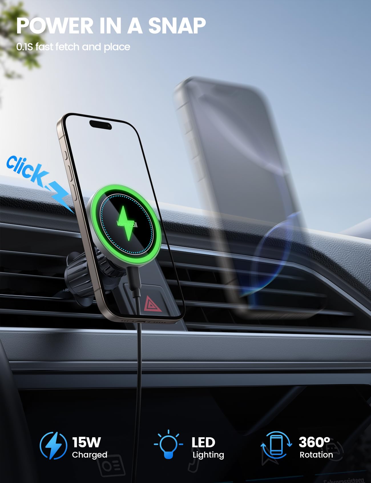 Foto 4 | Cargador De Coche Lamicall 2025 Ultra Magnet 15w Para Iphone - Venta Internacional.