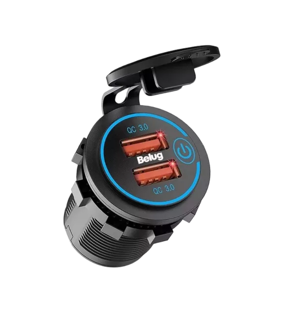 Foto 2 pulgar | Cargador Iluminado Usb Dual 3.0a 1 Pieza, Negro Azul Belug