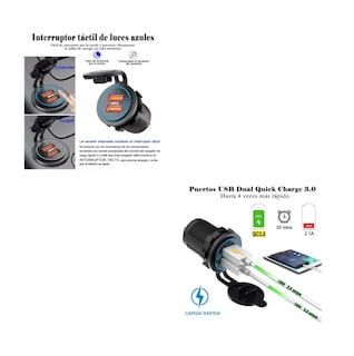 Foto 2 | Cargador Iluminado Usb Dual 3.0a 1 Pieza, Negro Azul Belug