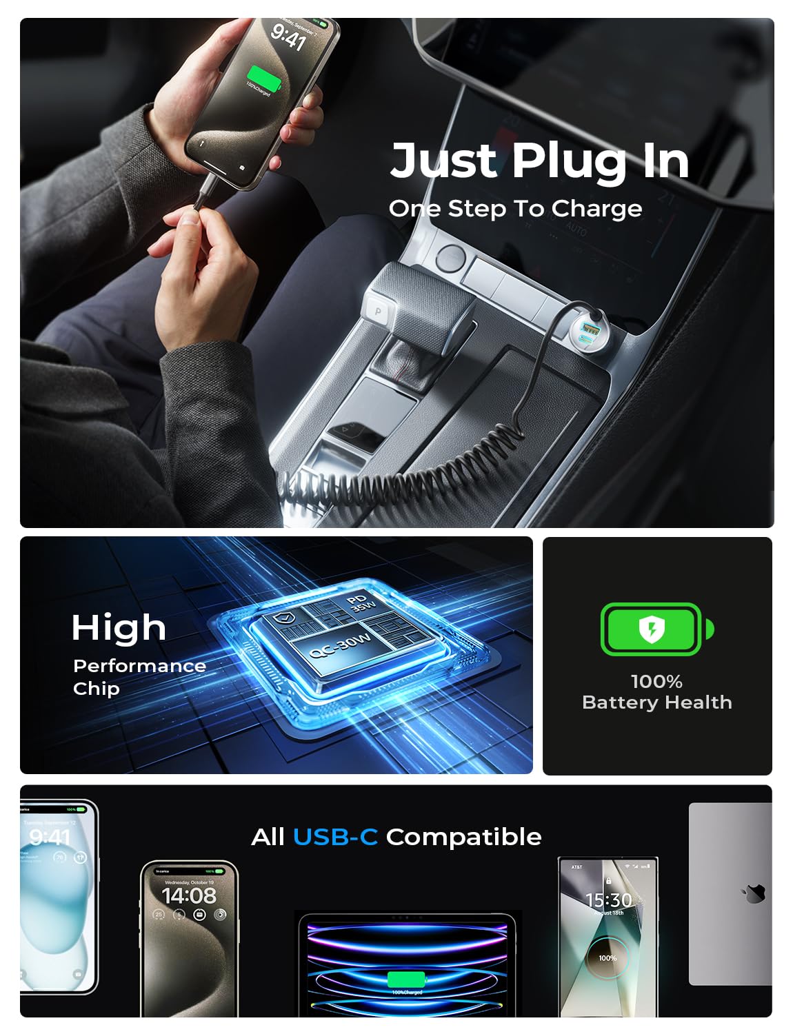 Foto 7 pulgar | Cargador De Coche Lisen 65w Usb C De Carga Rápida Para Iphone 16/15 - Venta Internacional.
