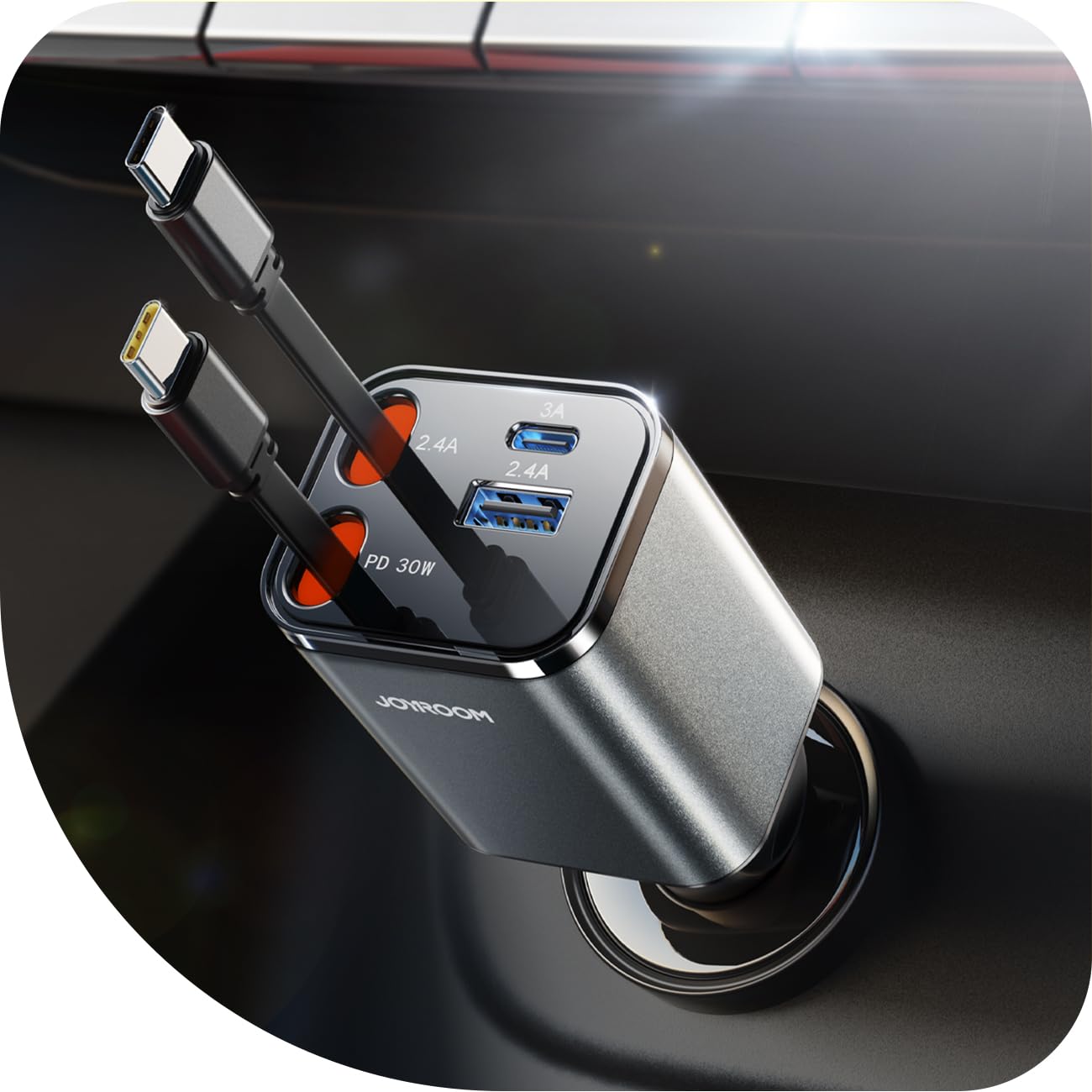 Foto 2 pulgar | [cargador De Coche] Cargador De Coche Retráctil 4 En 1 Joyroom Usb C 69 W - Venta Internacional.