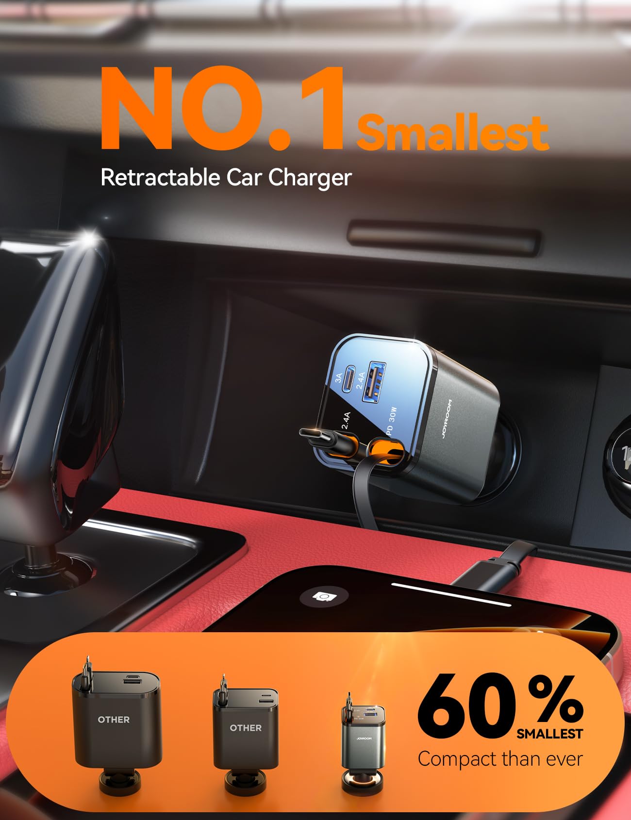 Foto 3 pulgar | [cargador De Coche] Cargador De Coche Retráctil 4 En 1 Joyroom Usb C 69 W - Venta Internacional.