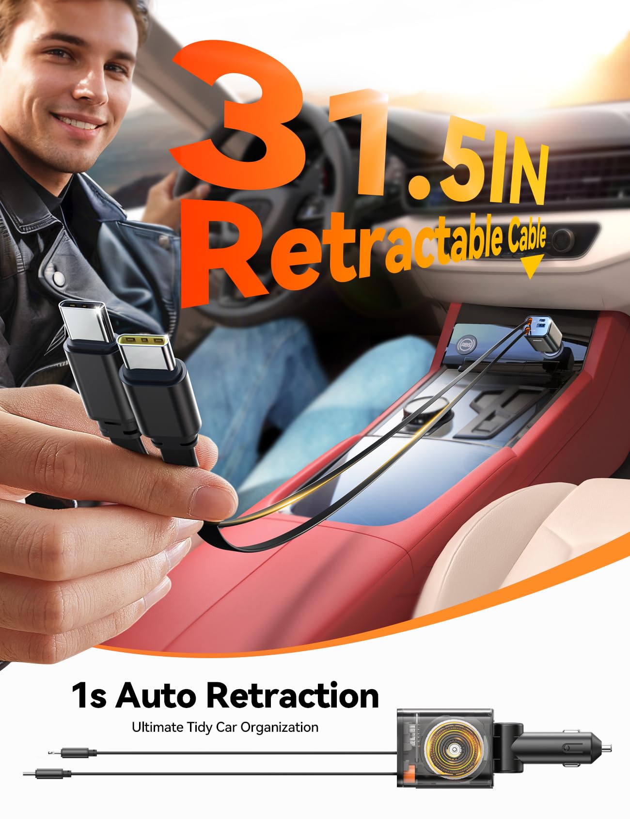 Foto 4 pulgar | [cargador De Coche] Cargador De Coche Retráctil 4 En 1 Joyroom Usb C 69 W - Venta Internacional.