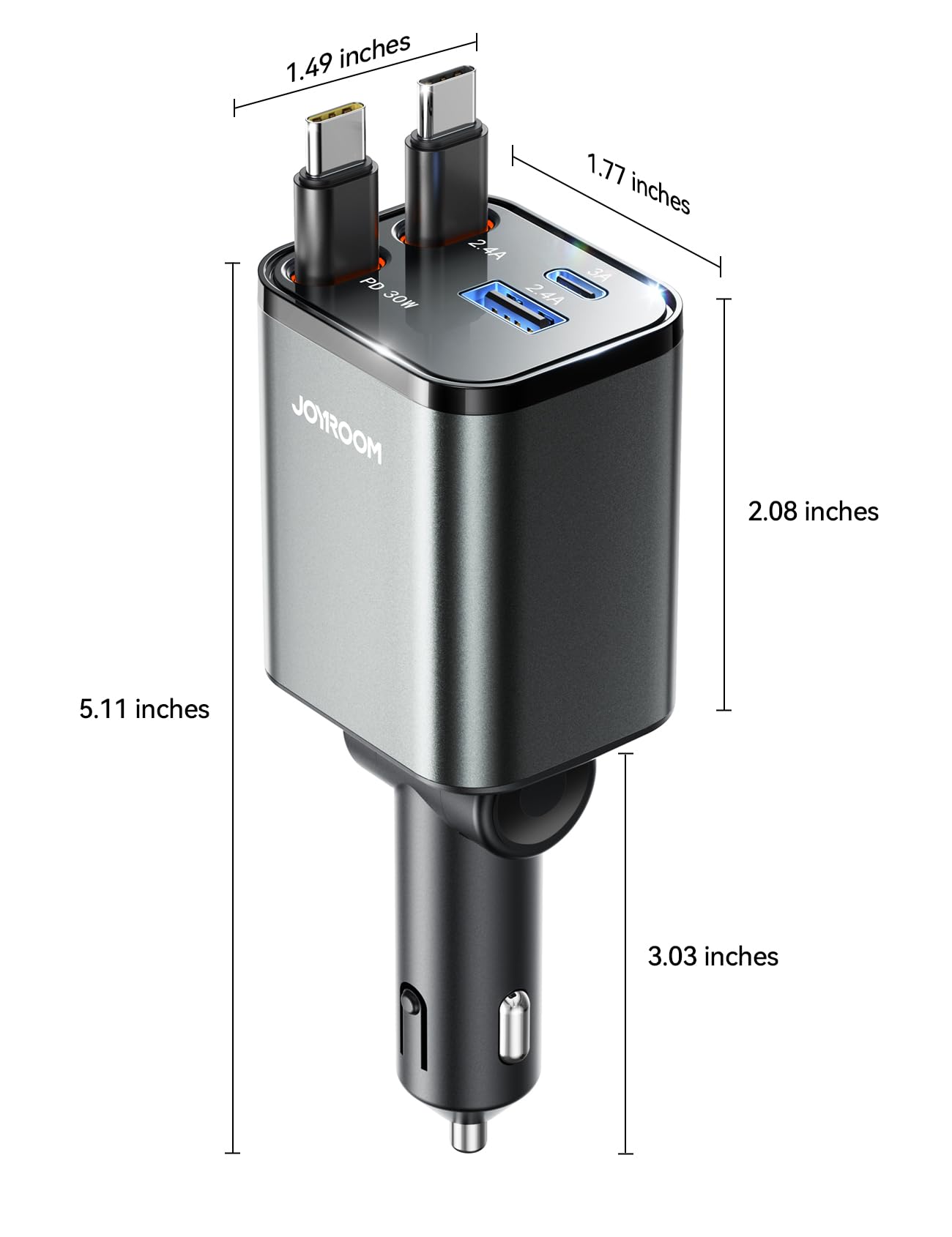 Foto 7 pulgar | [cargador De Coche] Cargador De Coche Retráctil 4 En 1 Joyroom Usb C 69 W - Venta Internacional.