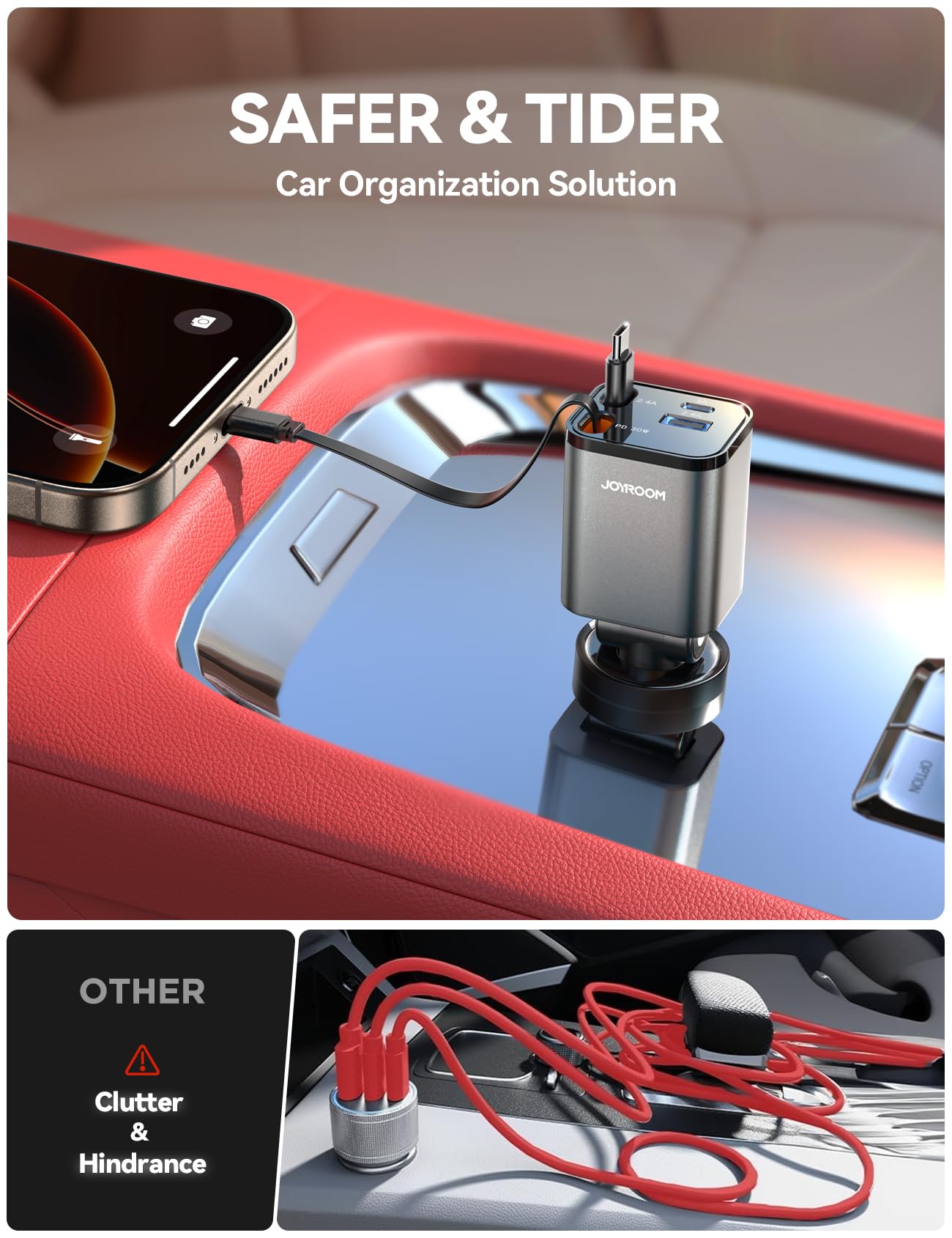 Foto 7 | [cargador De Coche] Cargador De Coche Retráctil 4 En 1 Joyroom Usb C 69 W - Venta Internacional.