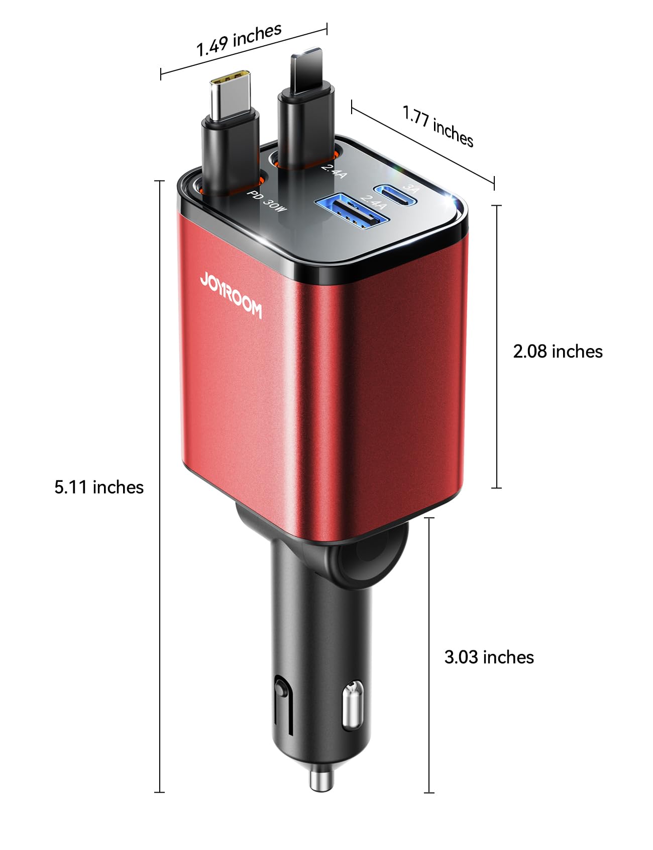 Foto 5 pulgar | [cargador De Coche] Cargador Retráctil 4 En 1 Joyroom Usb-c De 69 W - Venta Internacional.