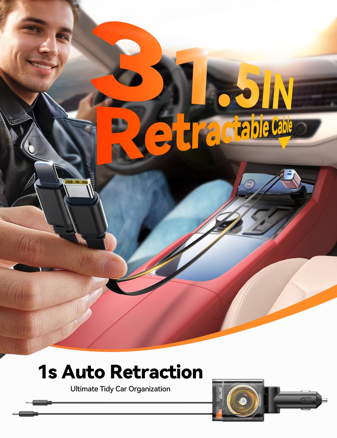 Foto 3 pulgar | [cargador De Coche] Cargador De Coche Retráctil 4 En 1 Joyroom Usb-c 69w - Venta Internacional.