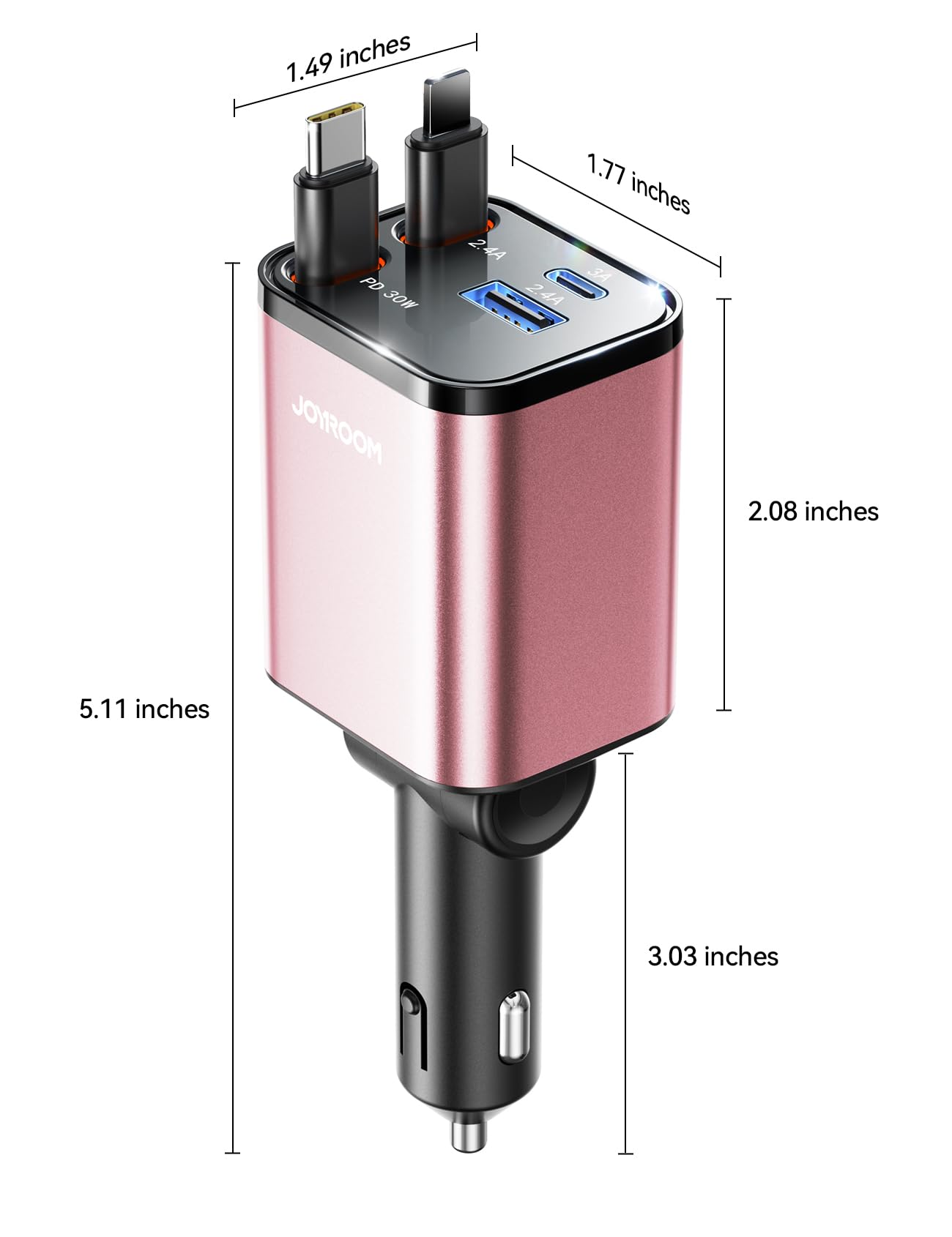 Foto 5 pulgar | [cargador De Coche] Cargador De Coche Retráctil 4 En 1 Joyroom Usb-c 69w - Venta Internacional.
