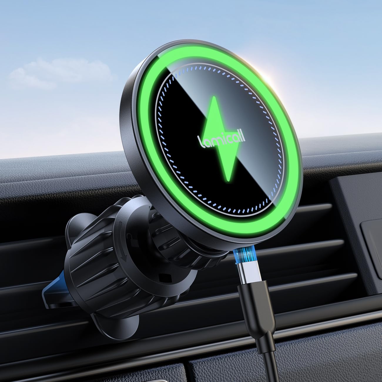 Foto 2 pulgar | Cargador De Coche Lamicall Para Cargador Inalámbrico Magsafe De 15 W - Venta Internacional.