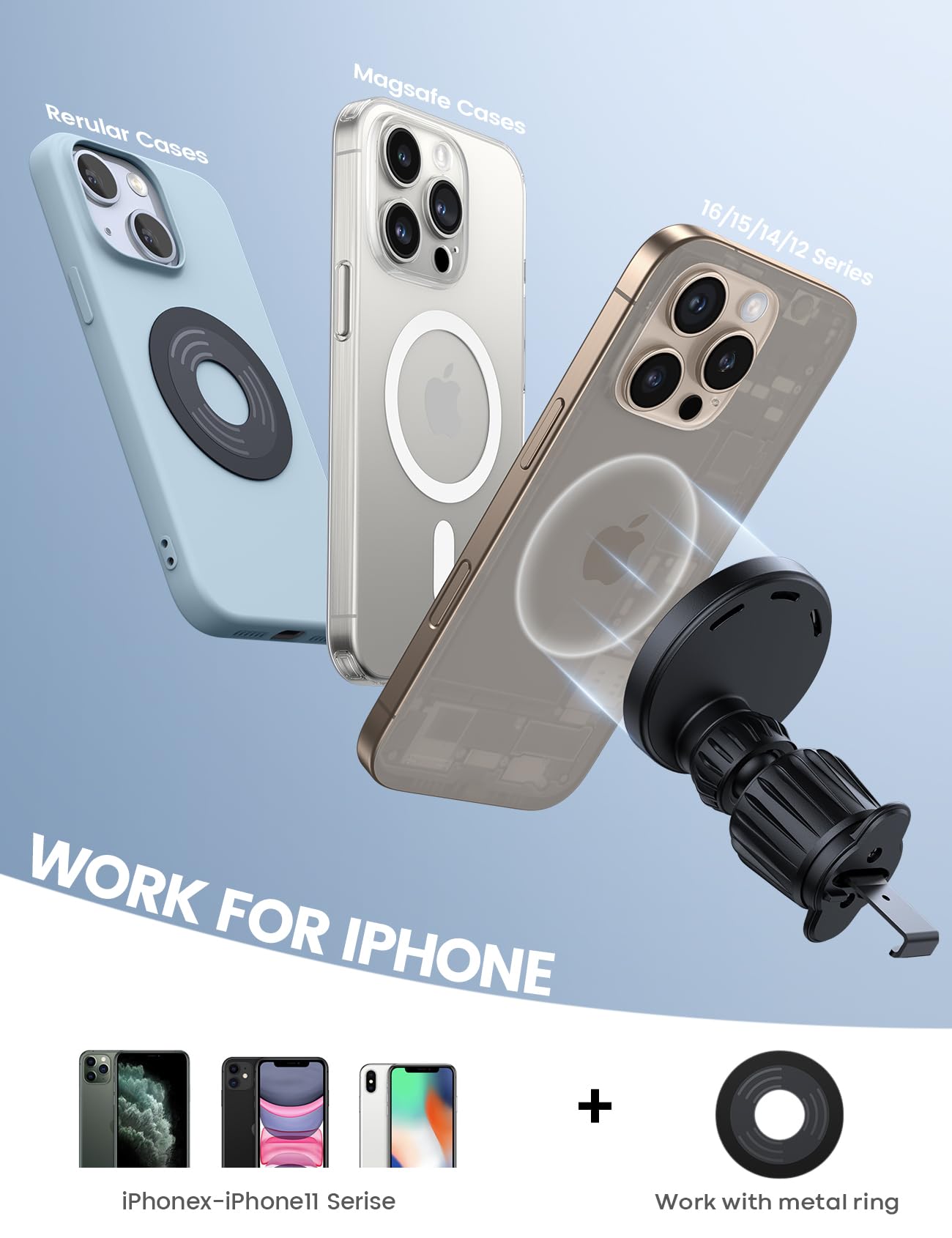 Foto 7 pulgar | Cargador De Coche Lamicall Para Cargador Inalámbrico Magsafe De 15 W - Venta Internacional.