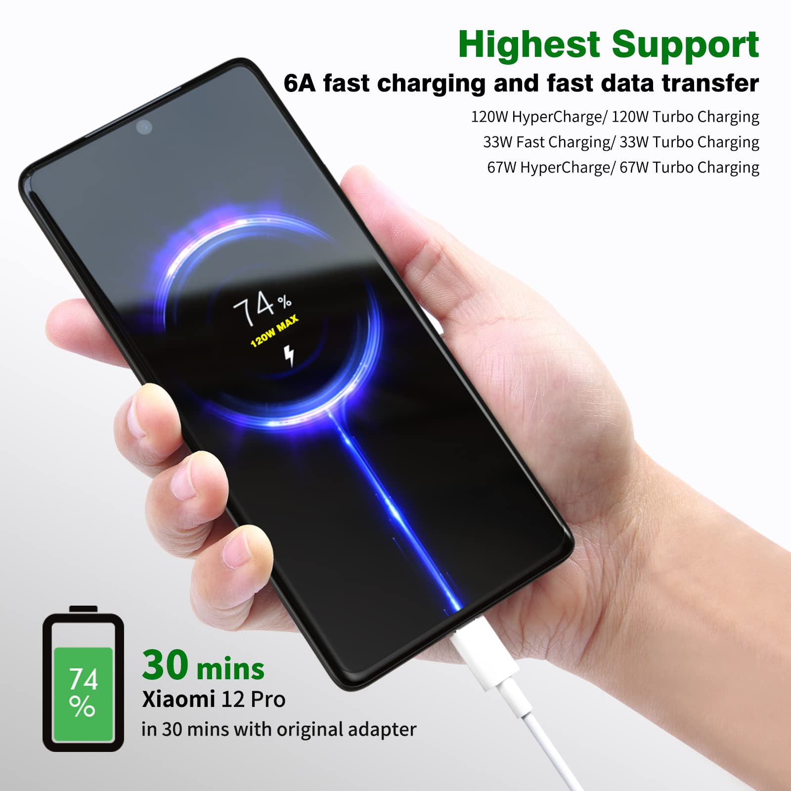 Foto 3 pulgar | Cable Usb C Jelanry Usb Tipo C, 120 W, 90 W, Hypercharge, 6.6 Pies - Venta Internacional.