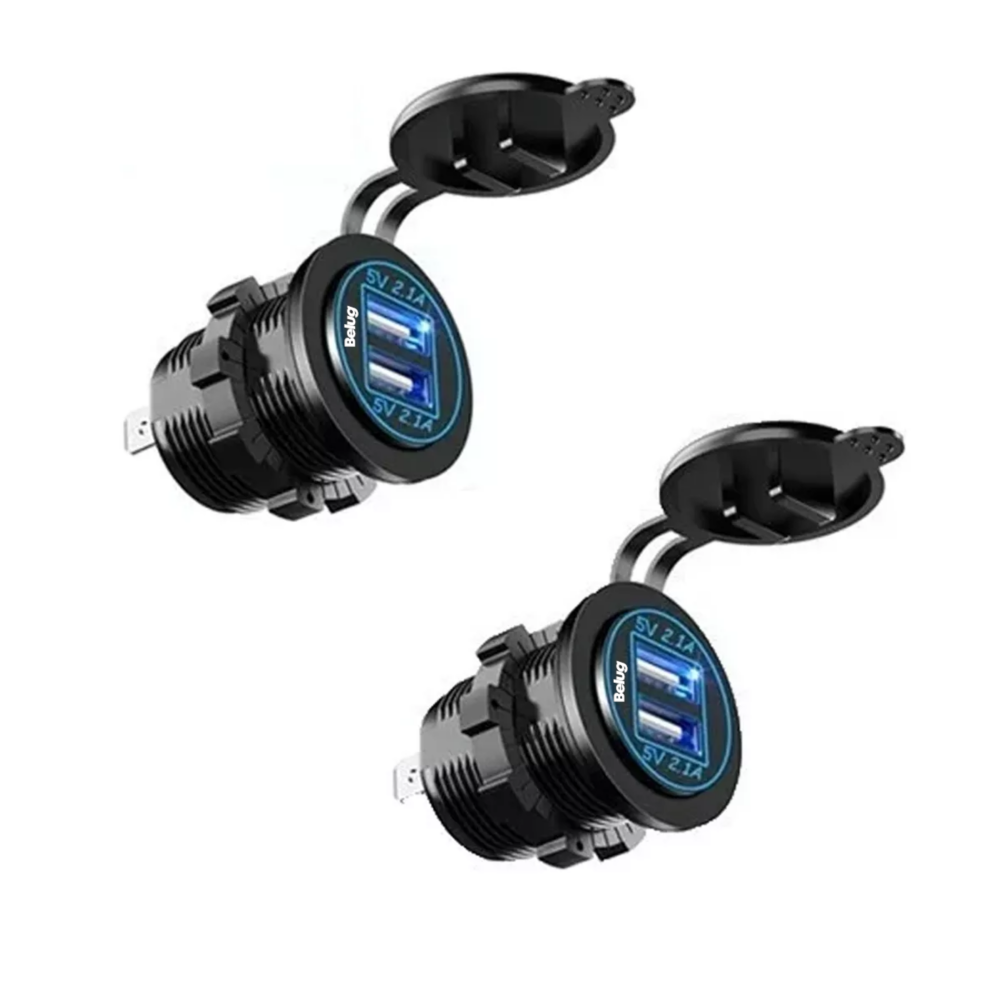Foto 2 pulgar | Cargador Iluminado Dual Usb Salida 12v 2.1a Para Coche Moto 2 Piezas, Negro Azul Belug