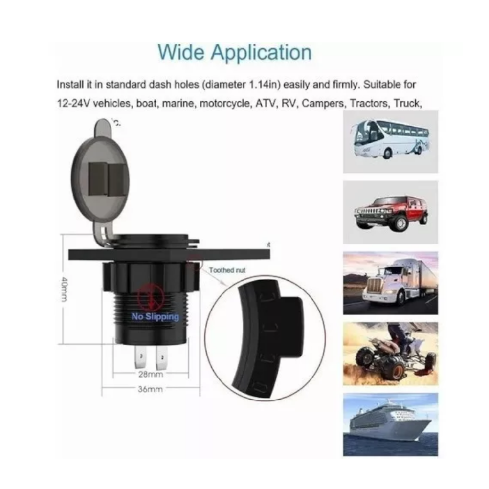 Foto 2 | Cargador Iluminado Dual Usb Salida 12v 2.1a Para Coche Moto 2 Piezas, Negro Azul Belug