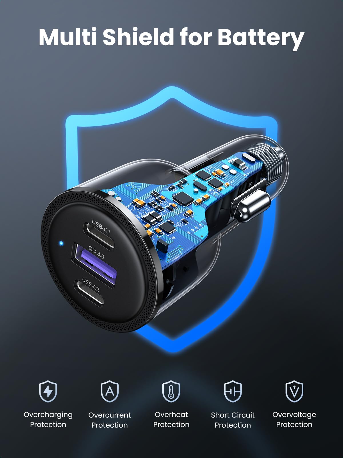 Foto 5 pulgar | Cargador De Coche Ugreen 69w Usb C Pd 65w Tipo C De Carga Rápida - Venta Internacional.