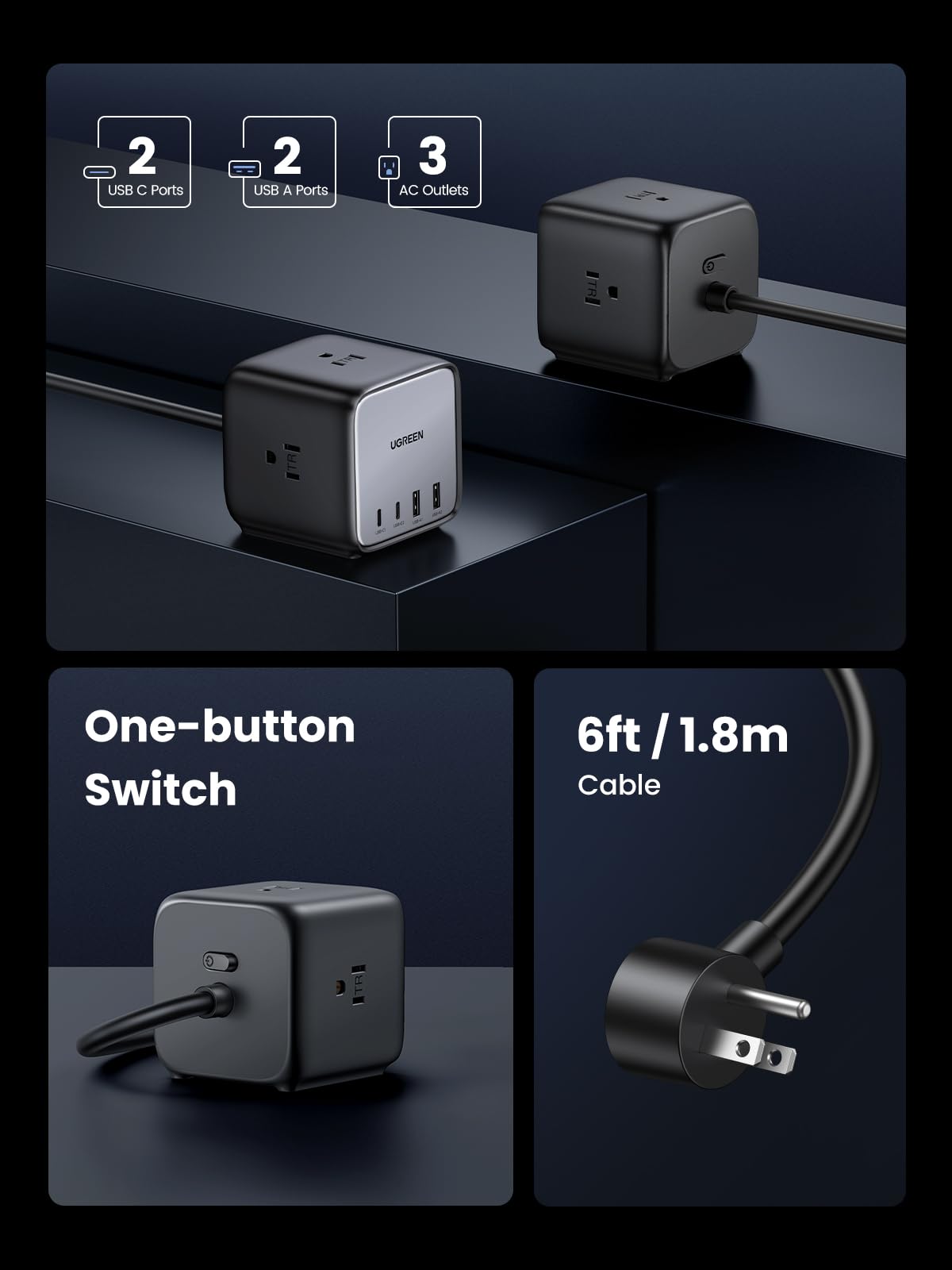 Foto 3 pulgar | Estación De Carga Ugreen Usb-c De 65 W Con Toma De Corriente Alterna Nexode 7 En 1 - Venta Internacional.