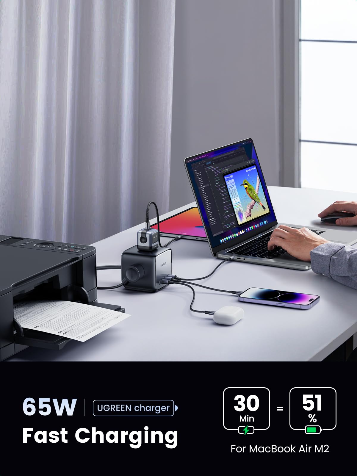 Foto 4 pulgar | Estación De Carga Ugreen Usb-c De 65 W Con Toma De Corriente Alterna Nexode 7 En 1 - Venta Internacional.