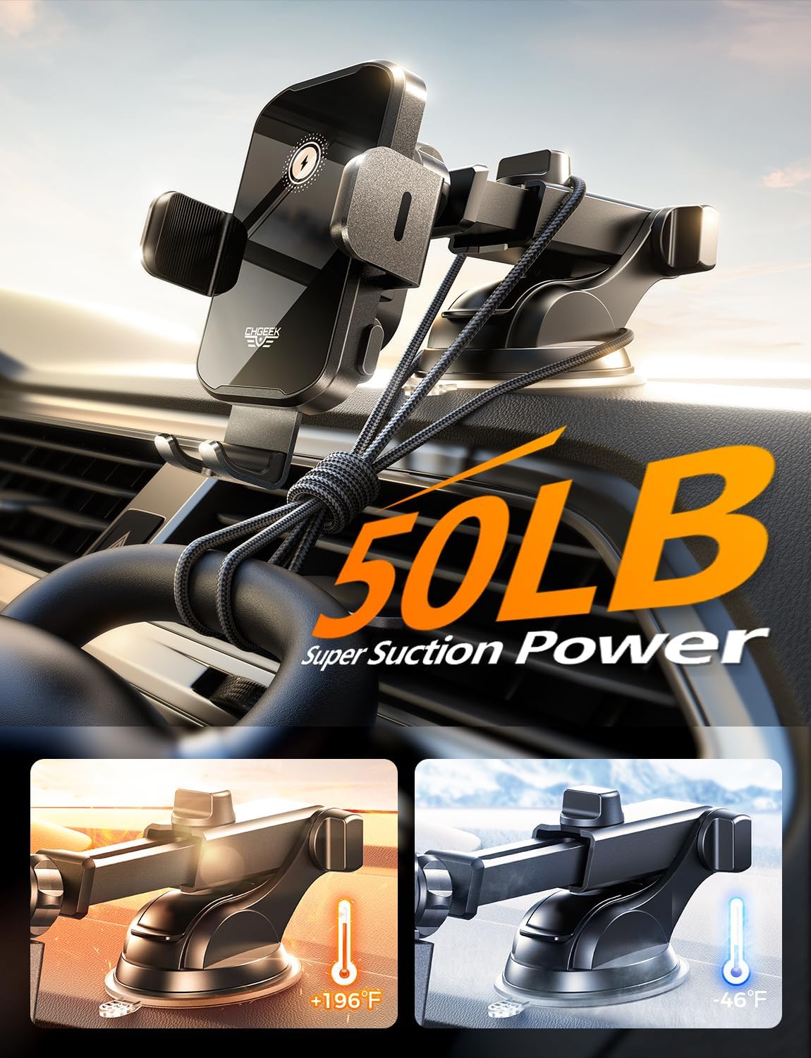 Foto 6 pulgar | Cargador De Coche Inalámbrico, Soporte Para Teléfono, Soporte Chgeek, Carga Rápida De 15 W - Venta Internacional.