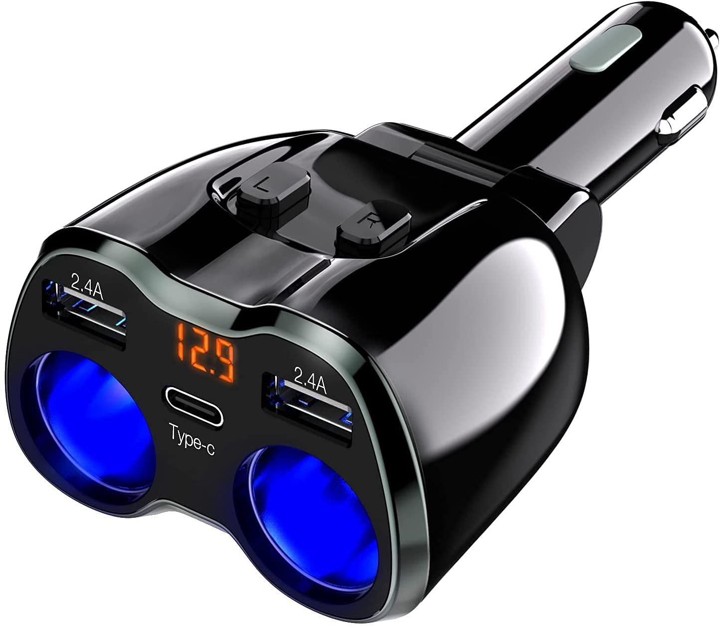 Foto 2 pulgar | Cargador De Coche Otium Usb C Con 2 Enchufes, Encendedor De Cigarrillos, 80 W - Venta Internacional.