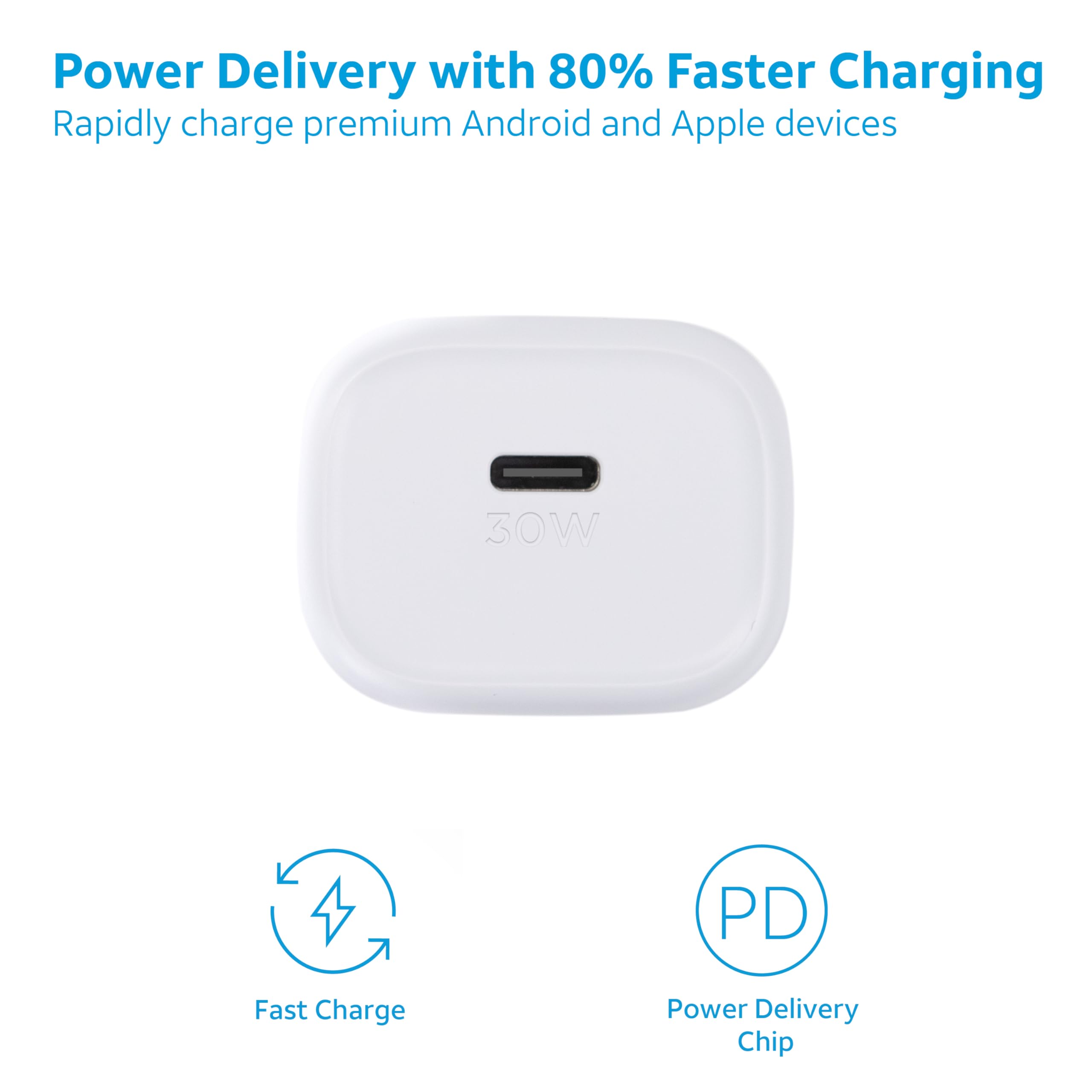 Foto 2 | Cargador De Pared Usb-c At&t Fast Charging 30 W Para Iphone, Color Blanco - Venta Internacional.