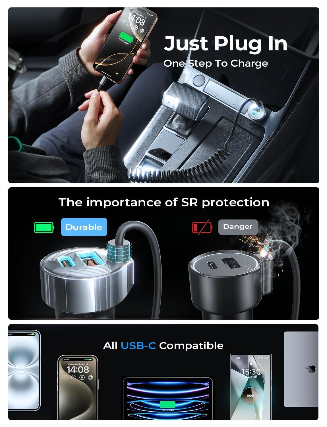 Foto 4 pulgar | Cargador De Coche Lisen 65w Usb C De Carga Rápida Para Iphone 15/16 - Venta Internacional.