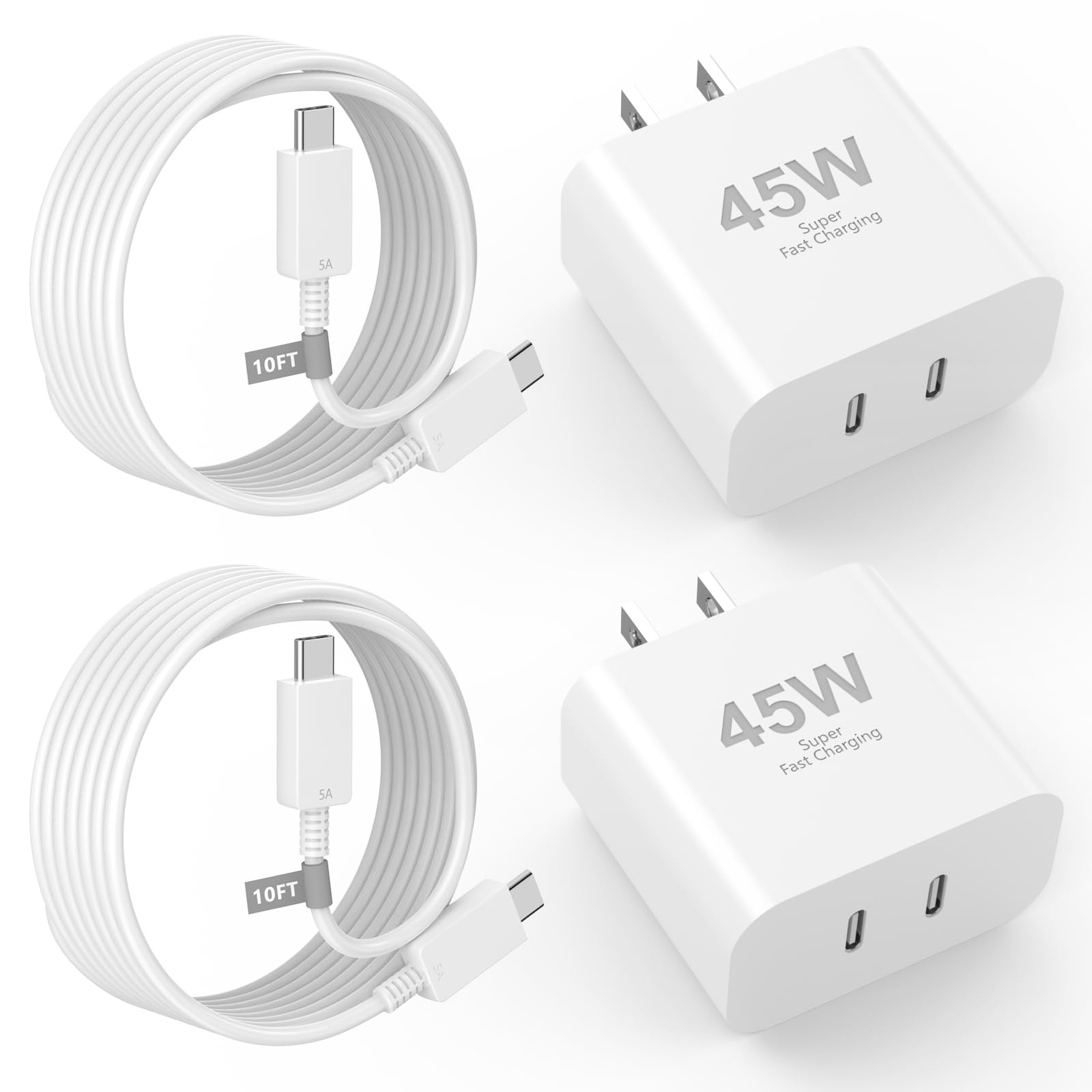 Foto 2 pulgar | Cargador Lazerbuilt Usb C De 45 W Para Iphone 16/15 Con Cable De 10 Pies, Paquete De 2 - Venta Internacional.
