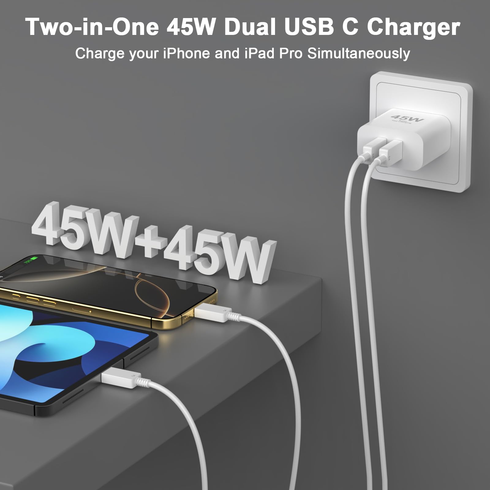 Foto 4 pulgar | Cargador Lazerbuilt Usb C De 45 W Para Iphone 16/15 Con Cable De 10 Pies, Paquete De 2 - Venta Internacional.