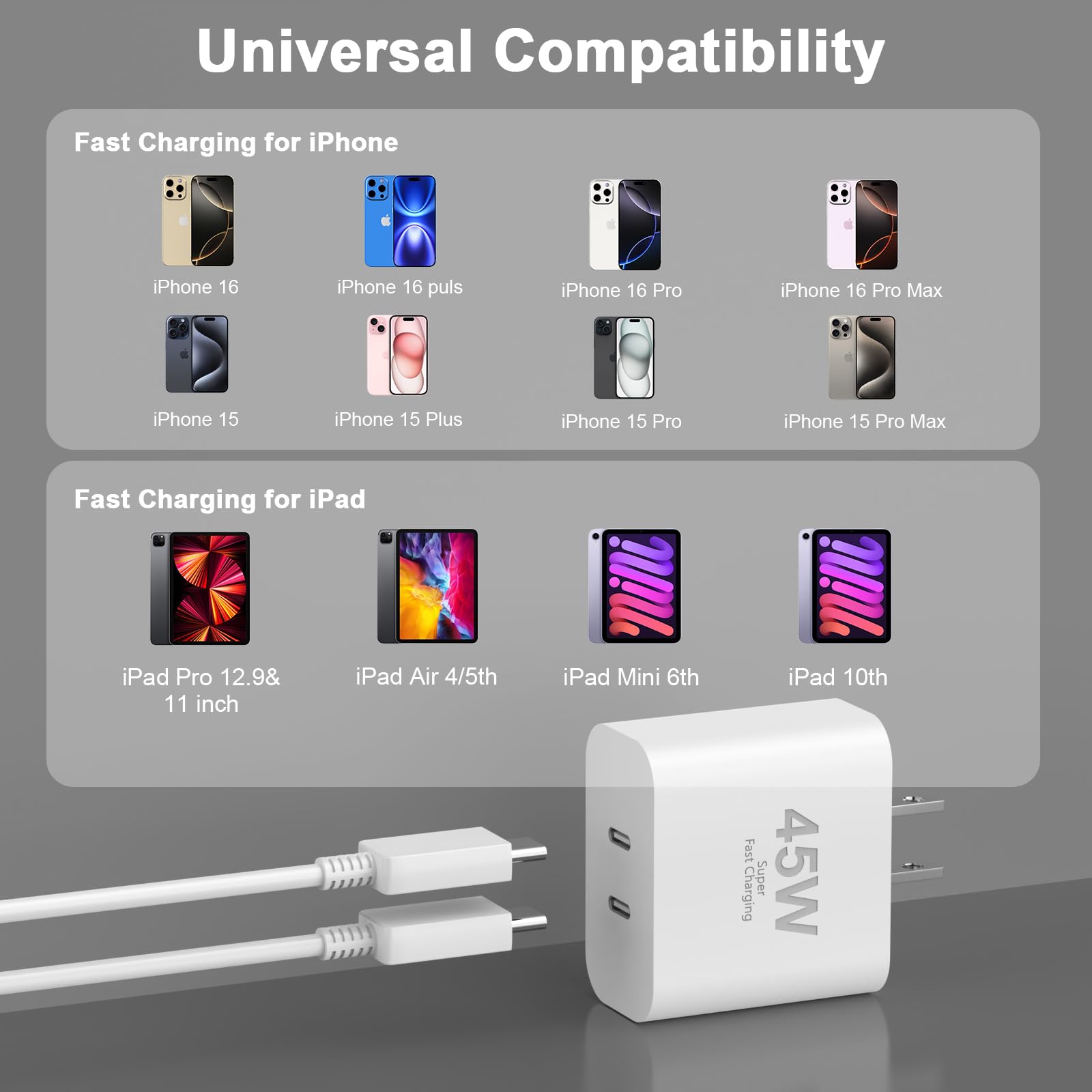 Foto 6 pulgar | Cargador Lazerbuilt Usb C De 45 W Para Iphone 16/15 Con Cable De 10 Pies, Paquete De 2 - Venta Internacional.